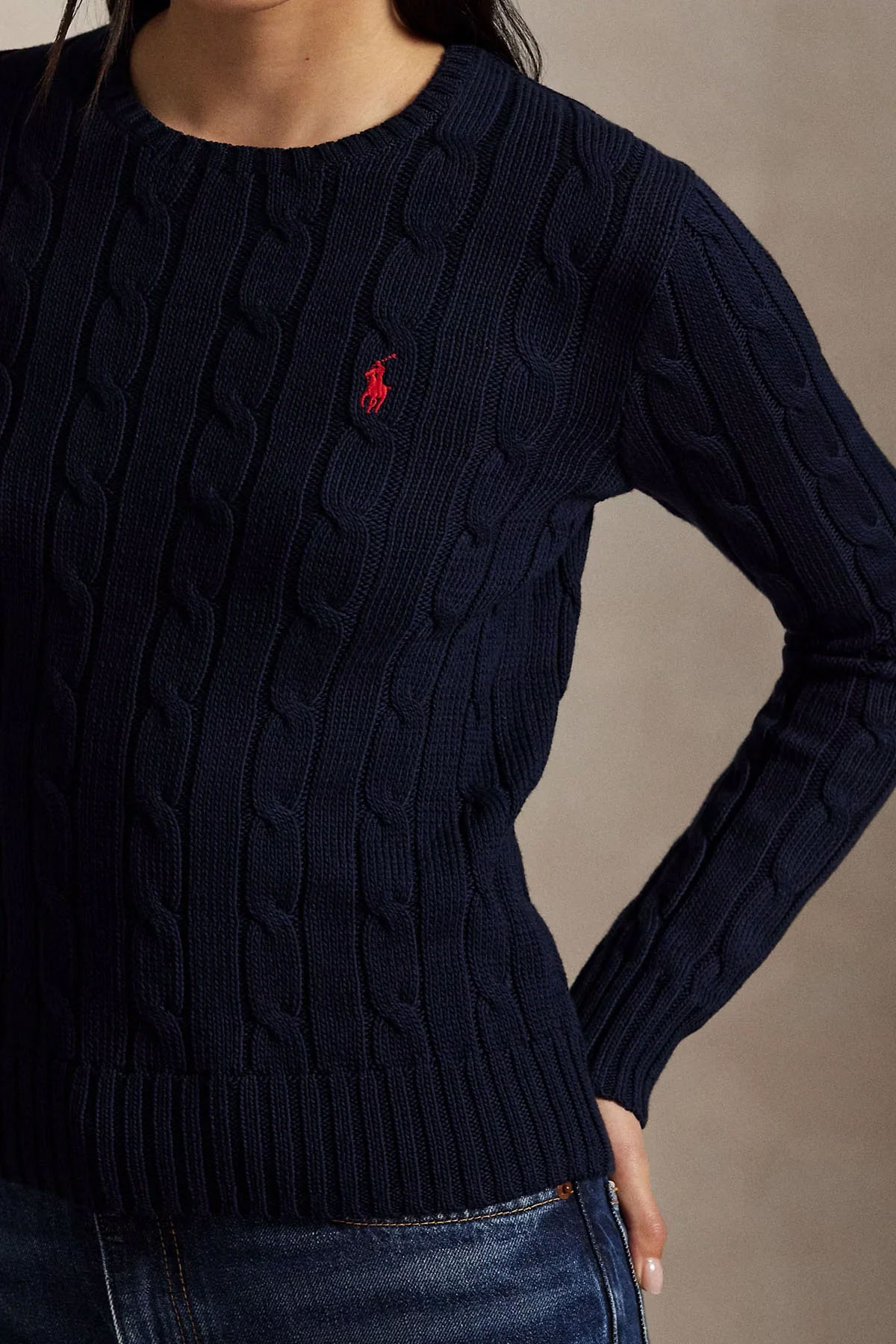 Polo Ralph Lauren Slim Fit Yuvarlak Yaka Saç Örgü Triko