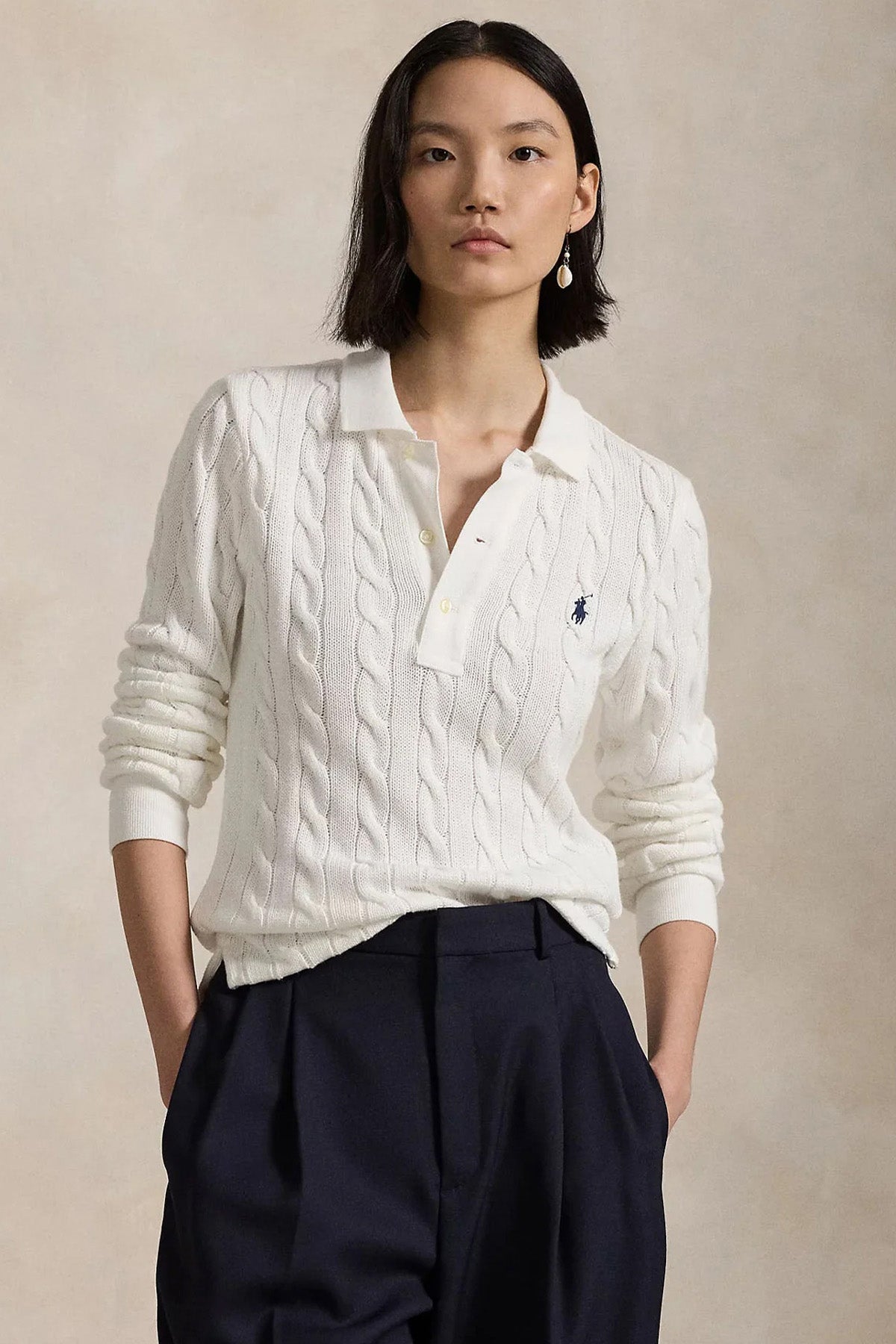 Polo Ralph Lauren Regular Fit Polo Yaka Saç Örgü Triko