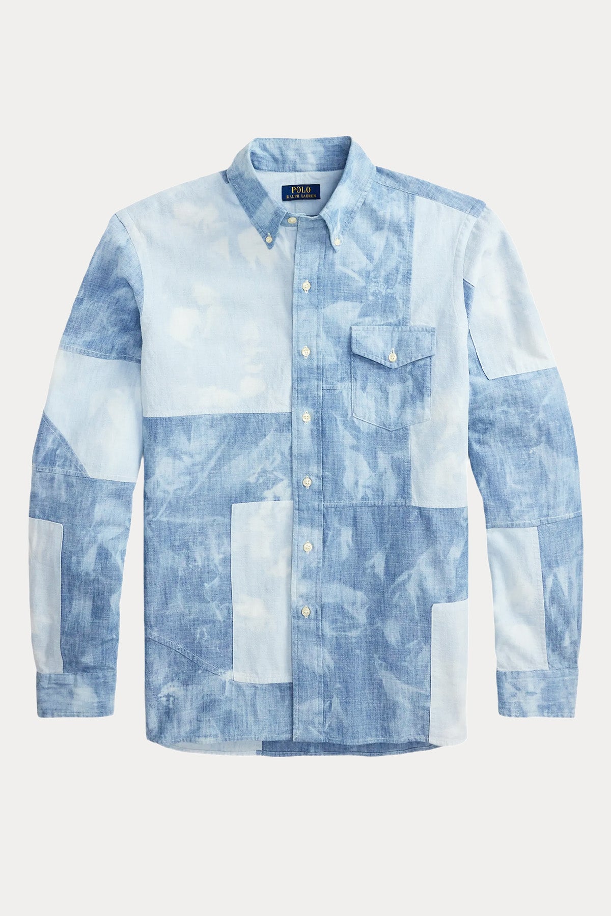 Polo Ralph Lauren Custom Fit Patchwork Desen Denim Gömlek