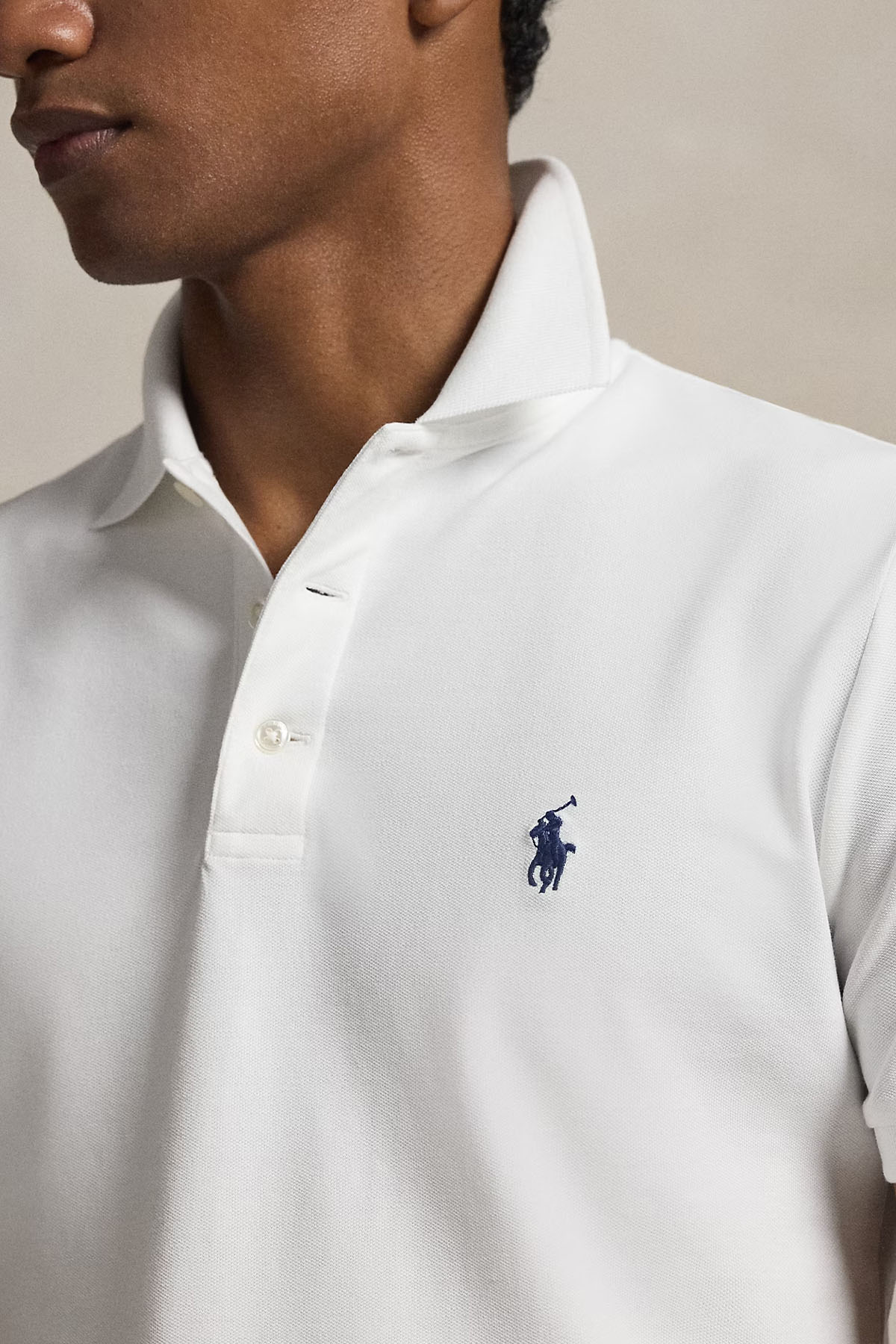 Polo Ralph Lauren Custom Slim Fit Stretch Mesh Polo Yaka T-shirt-T-shirt-Libas