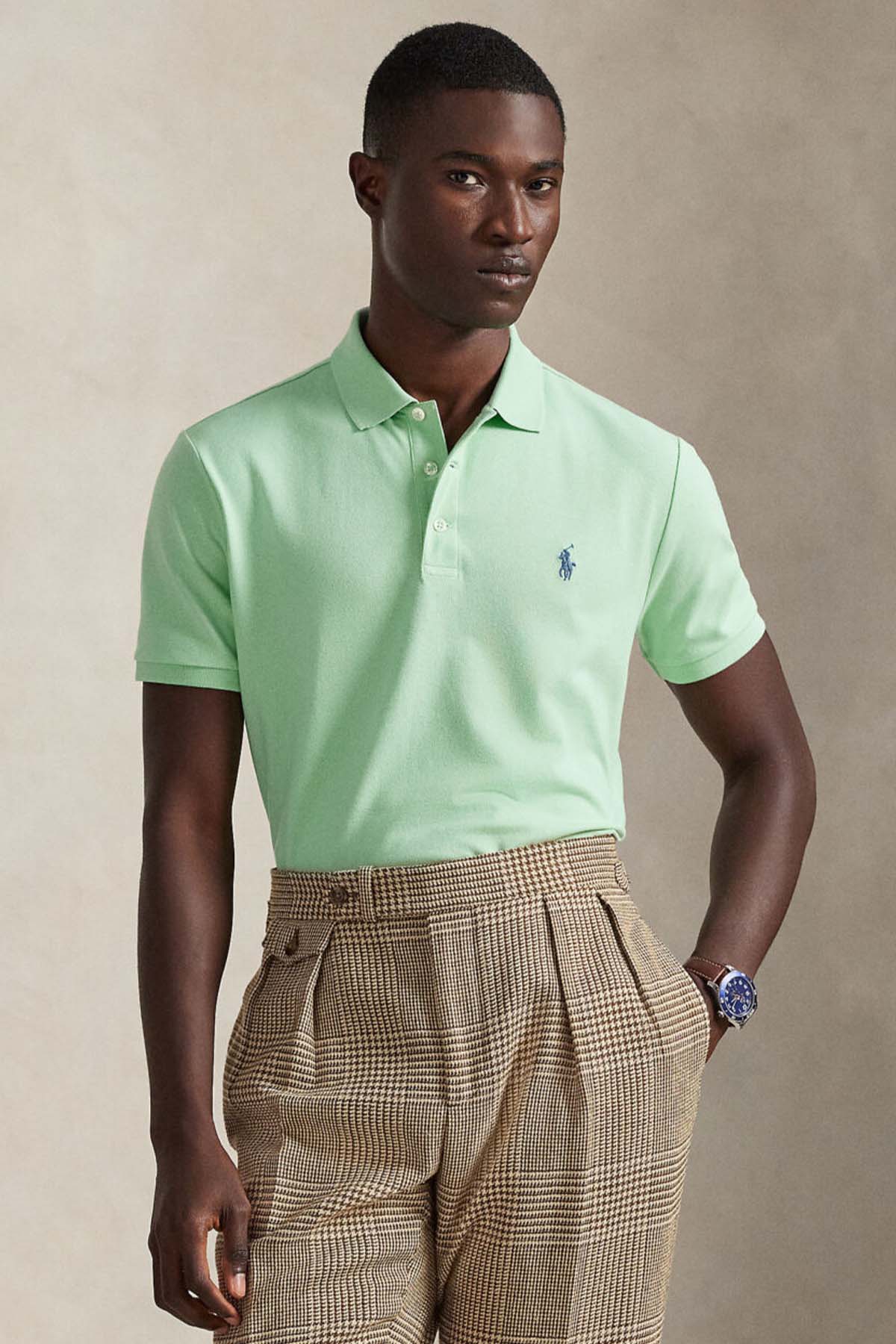 Polo Ralph Lauren Custom Slim Fit Stretch Mesh Polo Yaka T-shirt