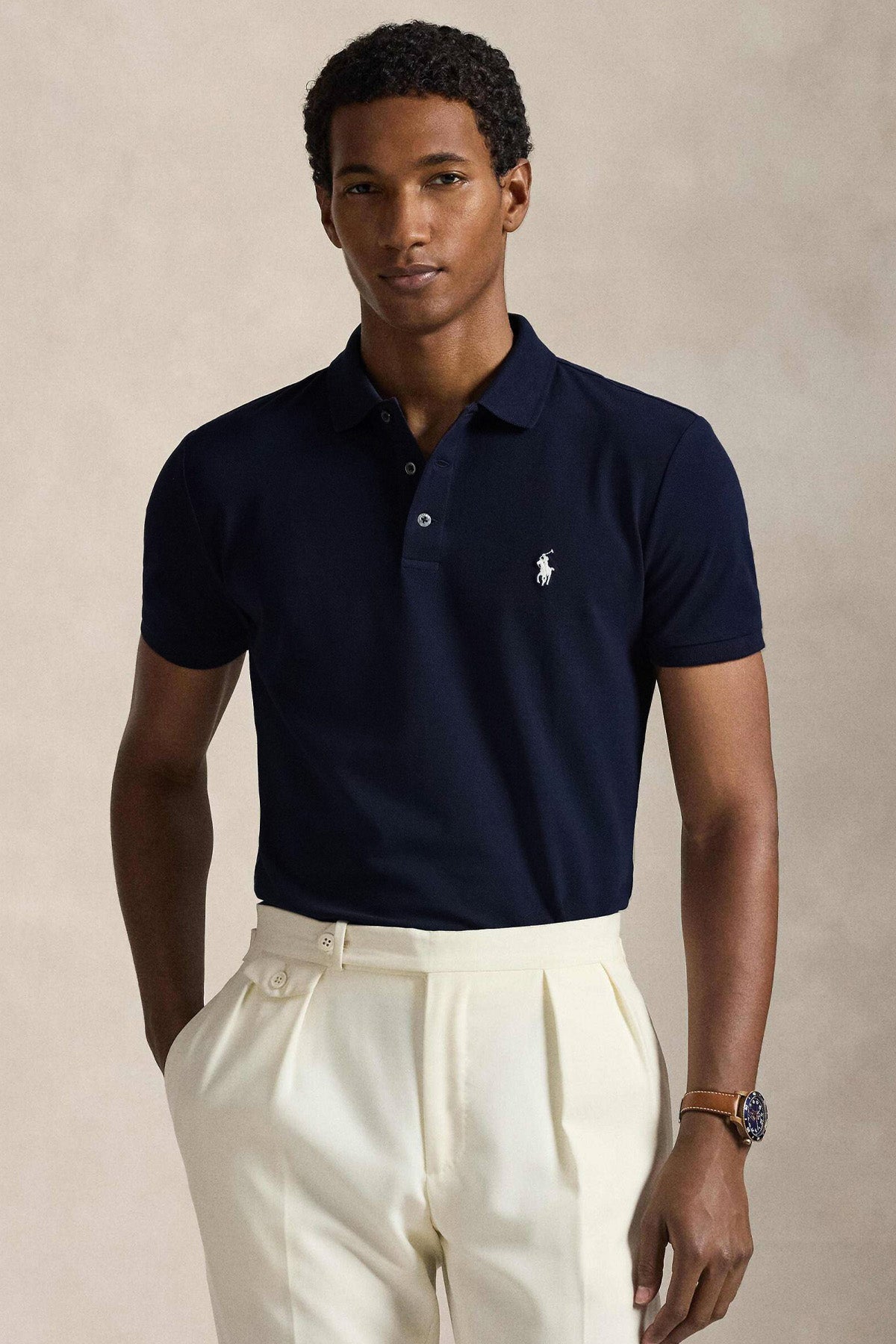 Polo Ralph Lauren Custom Slim Fit Stretch Mesh Polo Yaka T-shirt