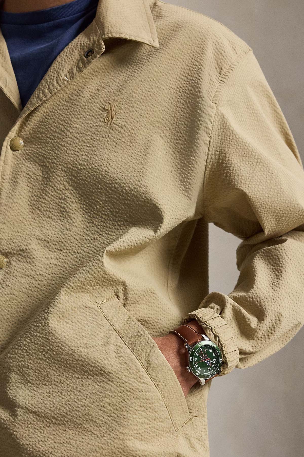 Polo Ralph Lauren Regular Fit Gofre Kumaş Cep Detaylı Streç Gömlek Ceket-Ceket-Libas