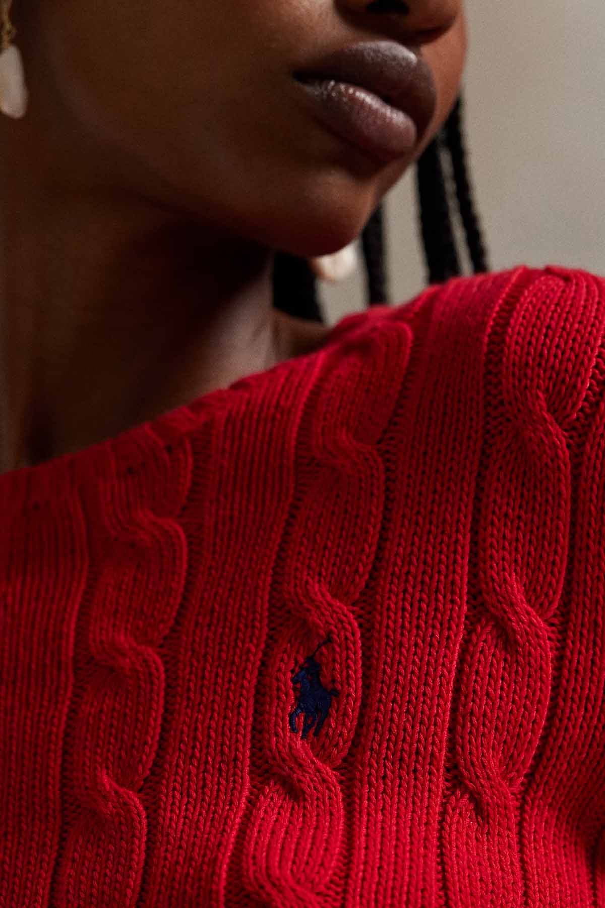 Polo Ralph Lauren Slim Fit Yuvarlak Yaka Saç Örgü Triko-Triko-Libas