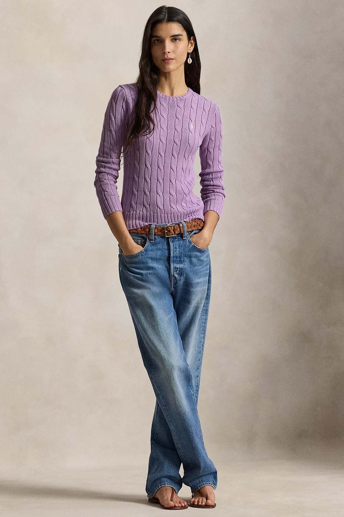 Polo Ralph Lauren Slim Fit Yuvarlak Yaka Saç Örgü Triko