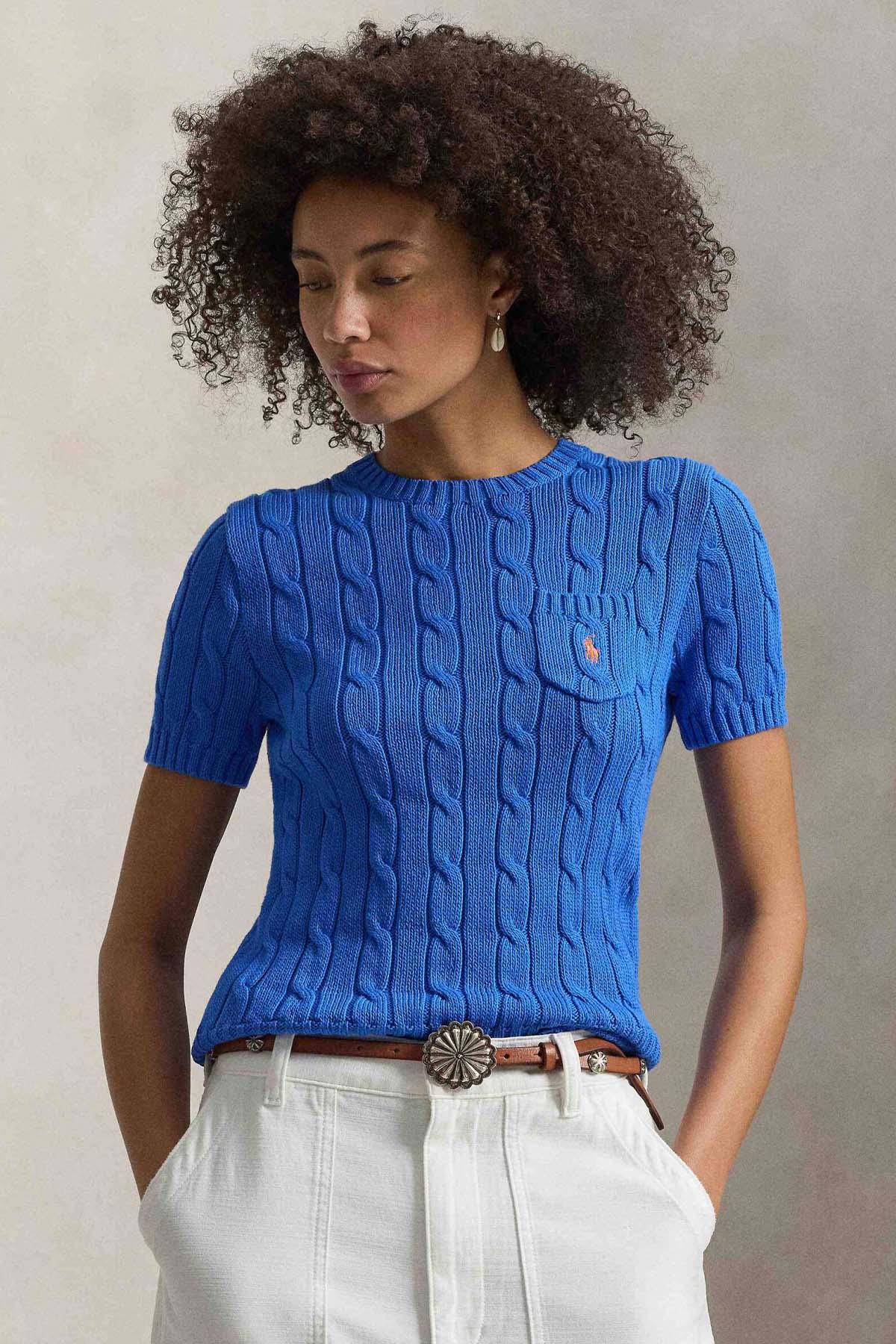 Polo Ralph Lauren Slim Fit Cep Detaylı Saç Örgü Triko-Triko-Libas