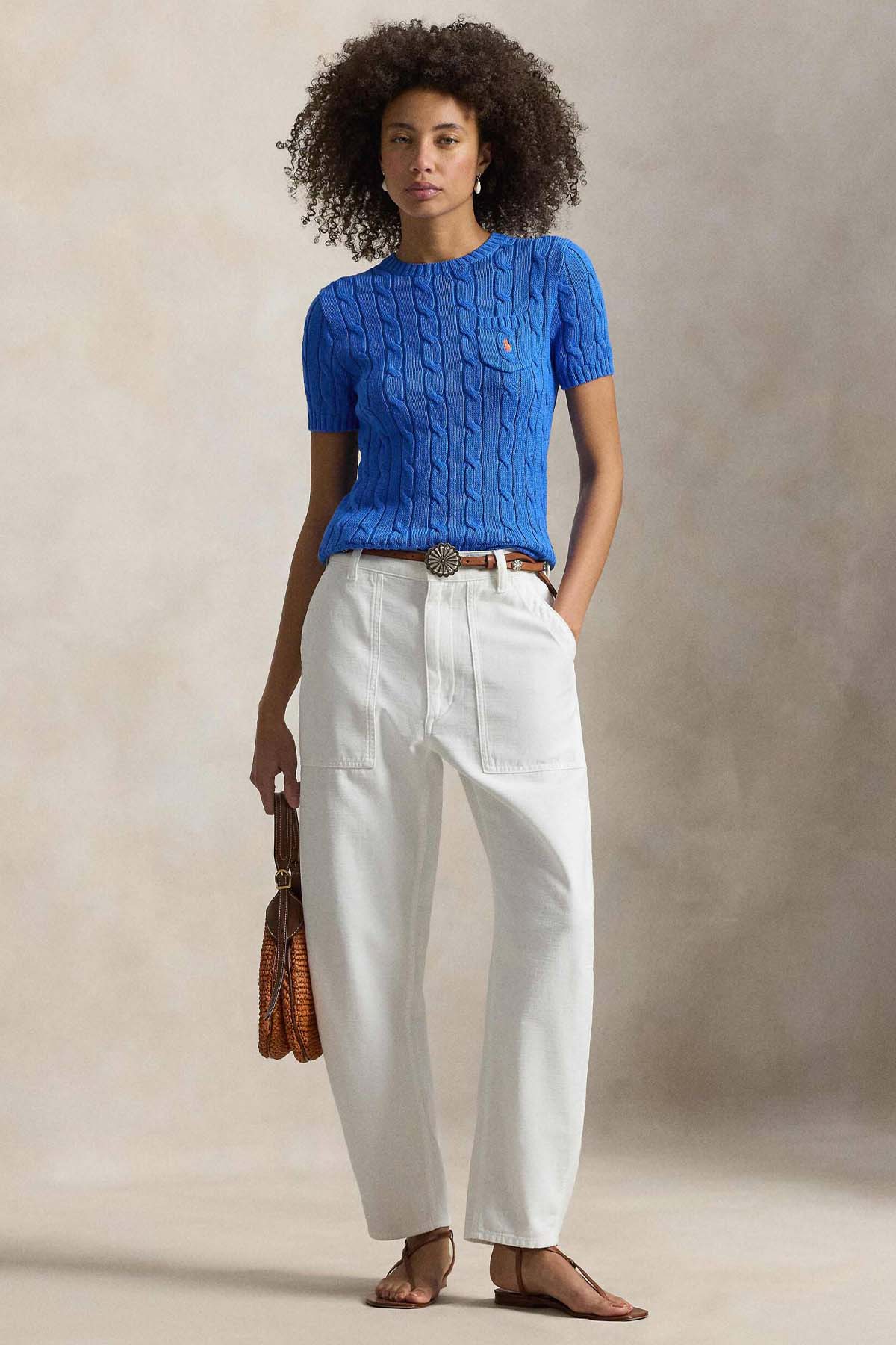 Polo Ralph Lauren Slim Fit Cep Detaylı Saç Örgü Triko-Triko-Libas