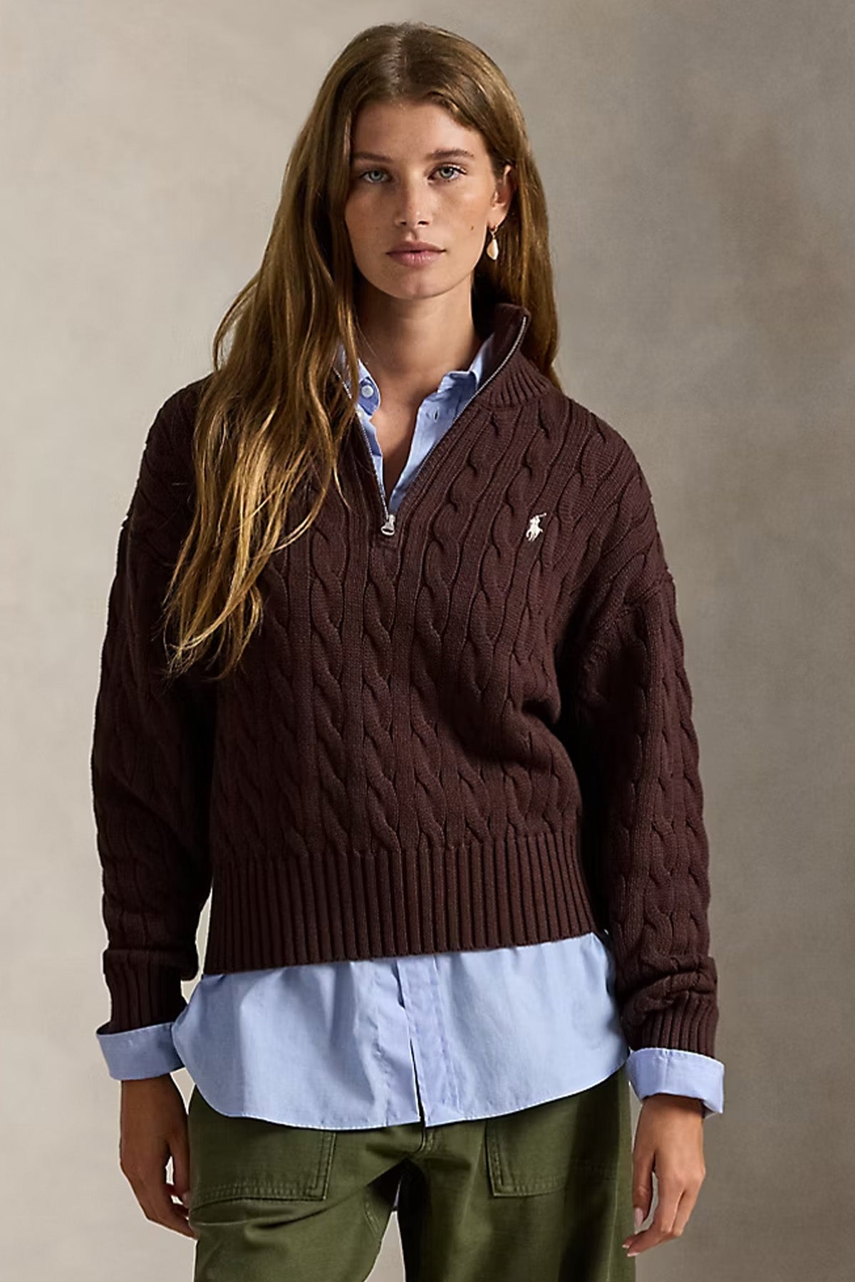 Polo Ralph Lauren Relaxed Fit Perkins Yaka Saç Örgü Triko-Triko-Libas