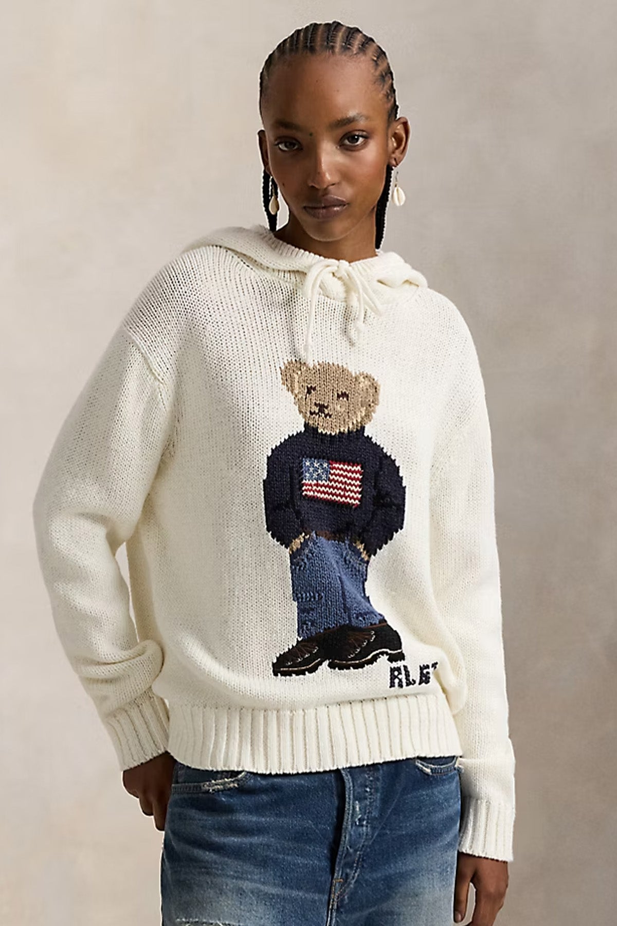 Polo Ralph Lauren Relaxed Fit Polo Bear Kapüşonlu Örgü Keten Triko-Triko-Libas