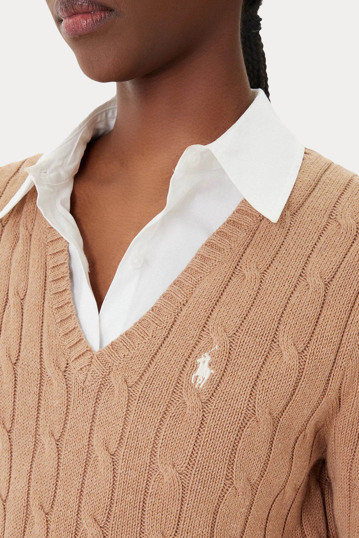 Polo Ralph Lauren Slim Fit V Yaka Saç Örgü Triko-Triko-Libas