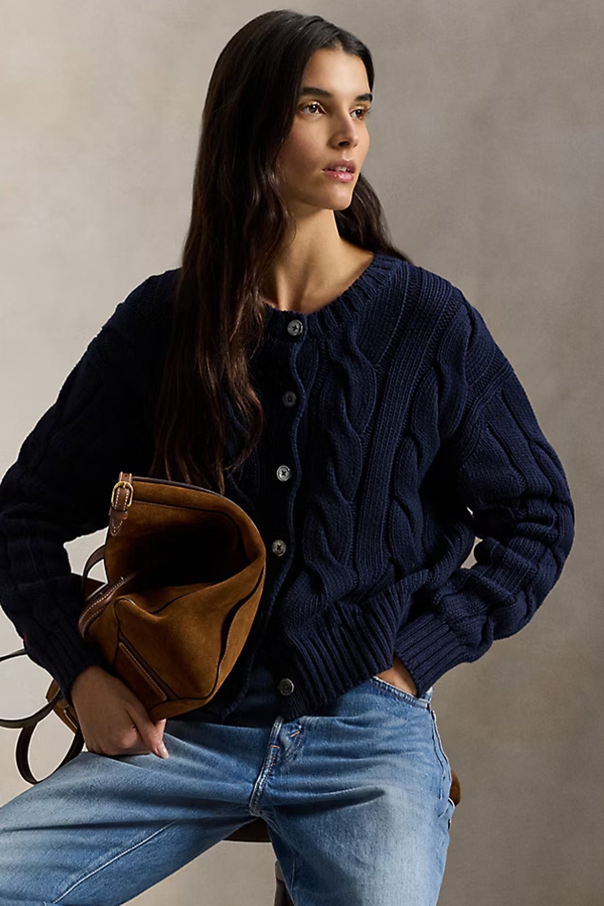 Polo Ralph Lauren Relaxed Fit Saç Örgü Triko Ceket-Ceket-Libas