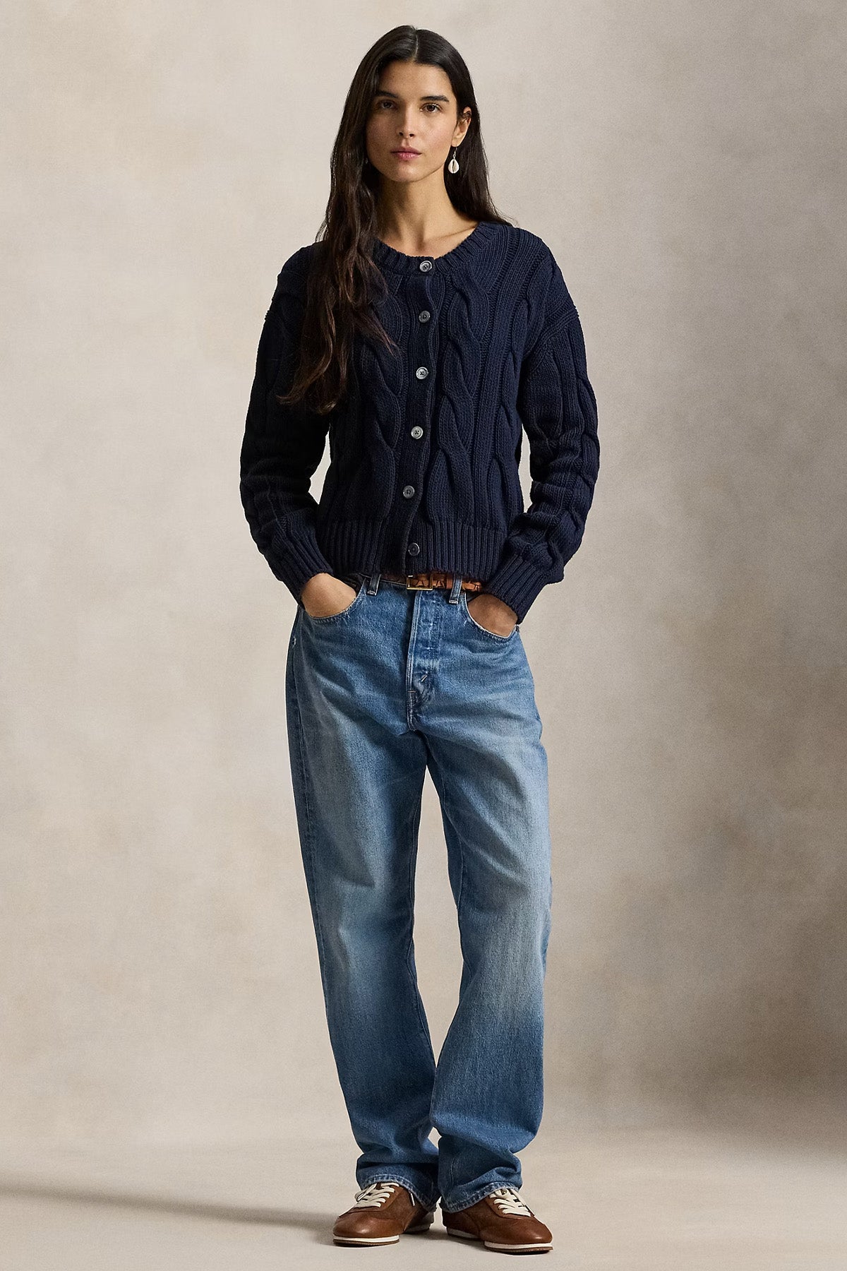 Polo Ralph Lauren Relaxed Fit Saç Örgü Triko Ceket-Ceket-Libas