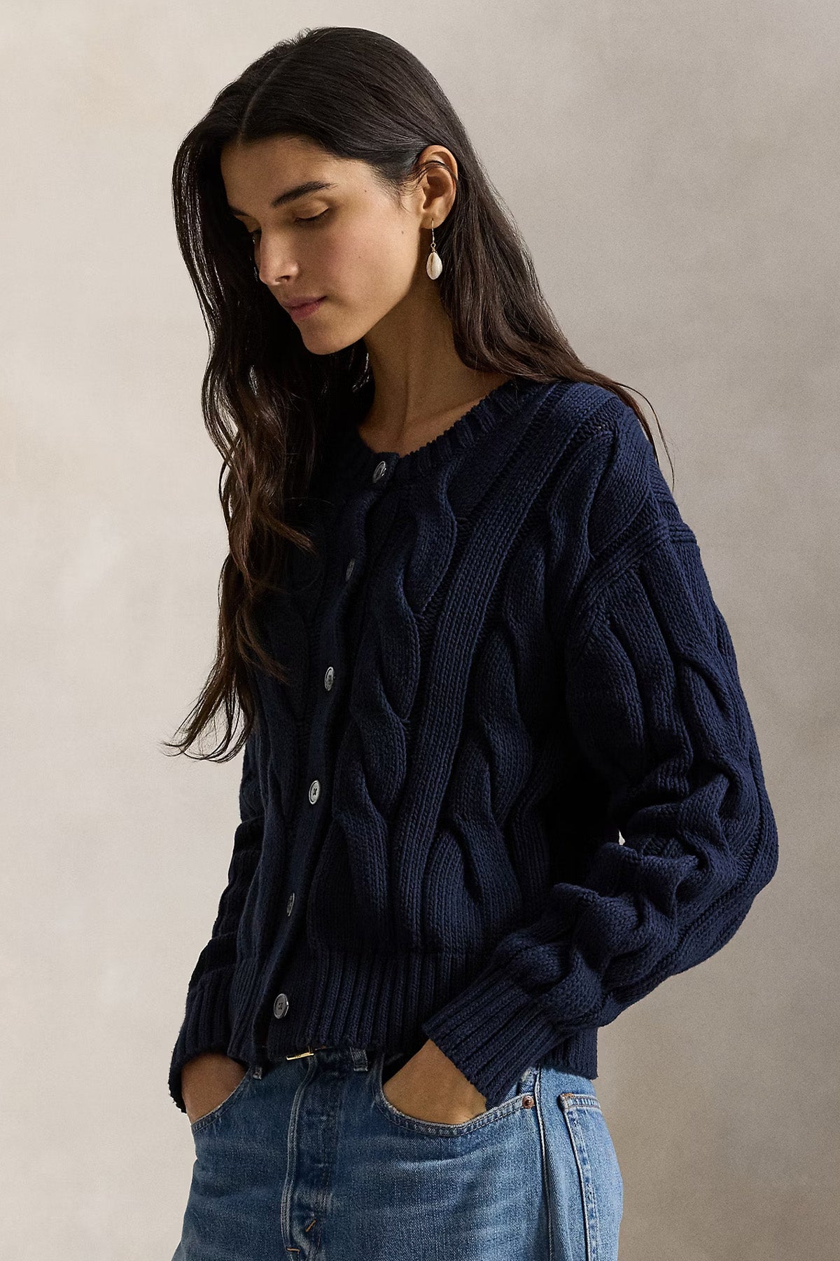 Polo Ralph Lauren Relaxed Fit Saç Örgü Triko Ceket-Ceket-Libas