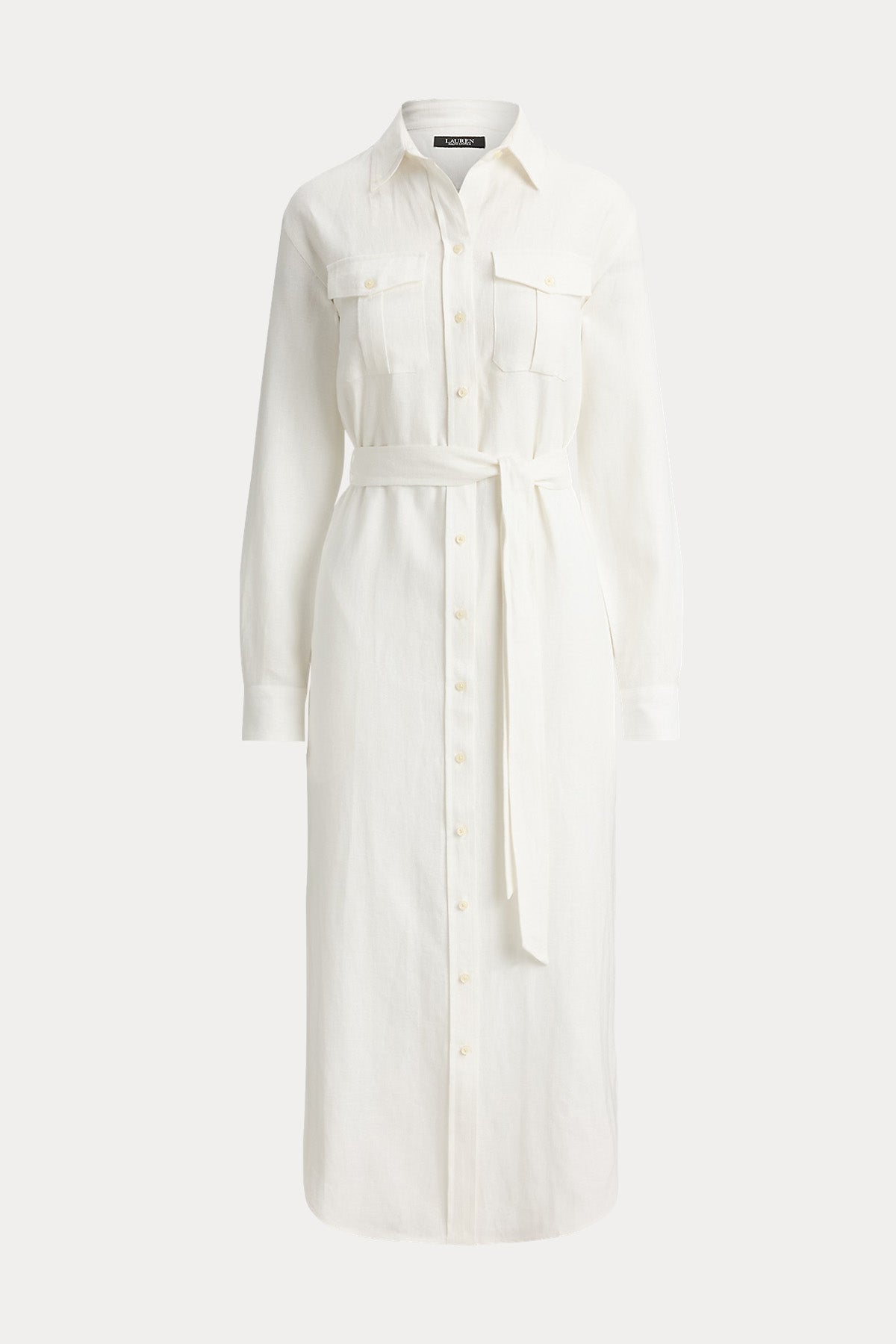 Polo Ralph Lauren Kemerli Midi Keten Gömlek Elbise-Elbise-Libas