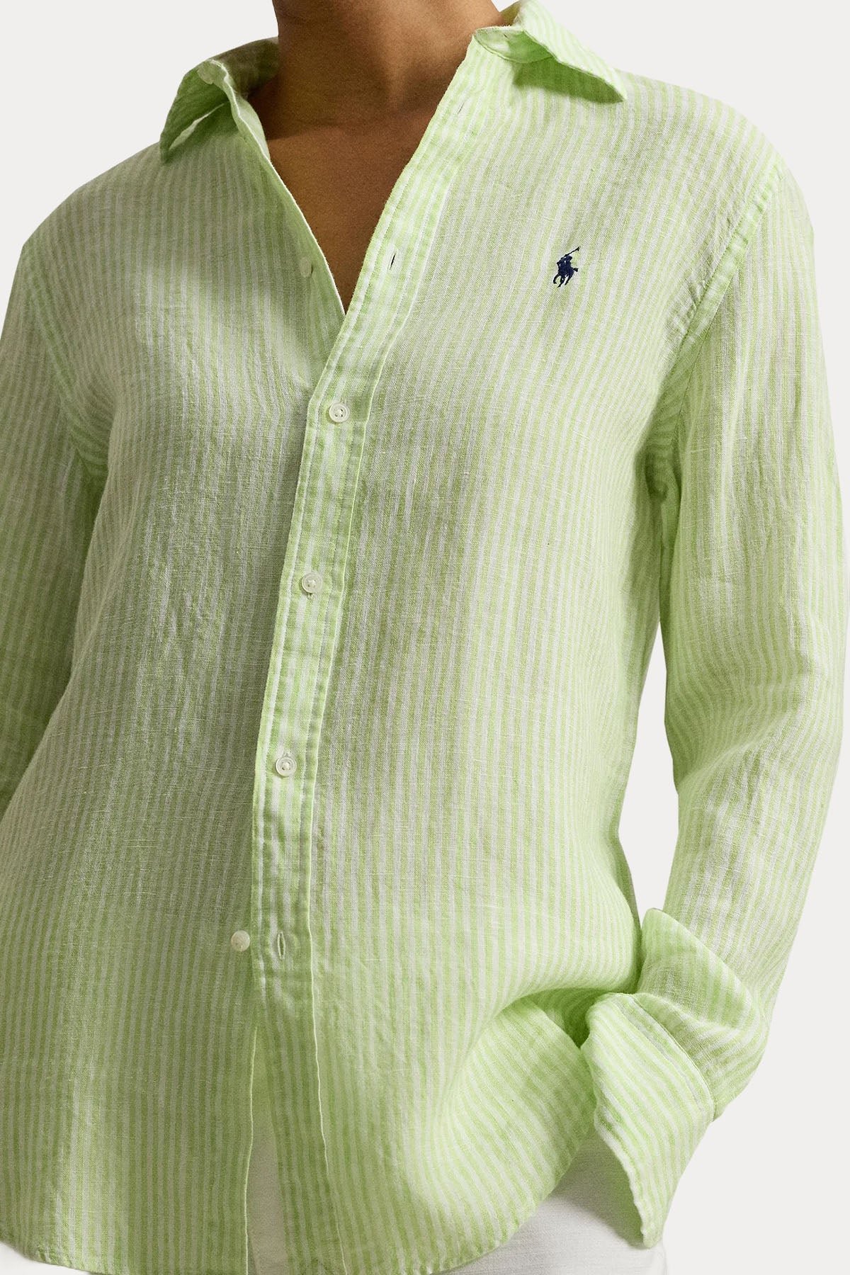 Polo Ralph Lauren Classic Fit Çizgili Keten Gömlek-Gömlek-Libas
