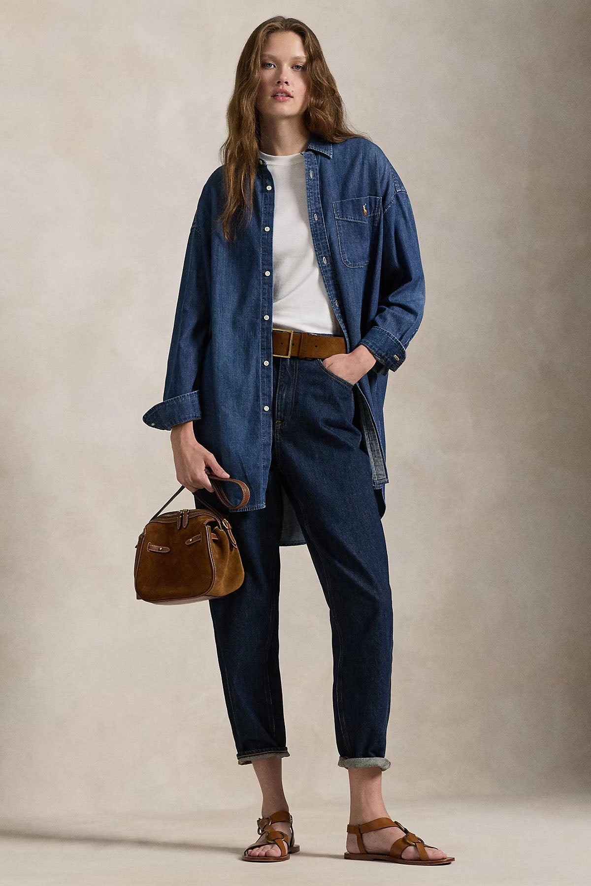 Polo Ralph Lauren Geniş Kesim Spor Cepli Denim Gömlek-Gömlek-Libas