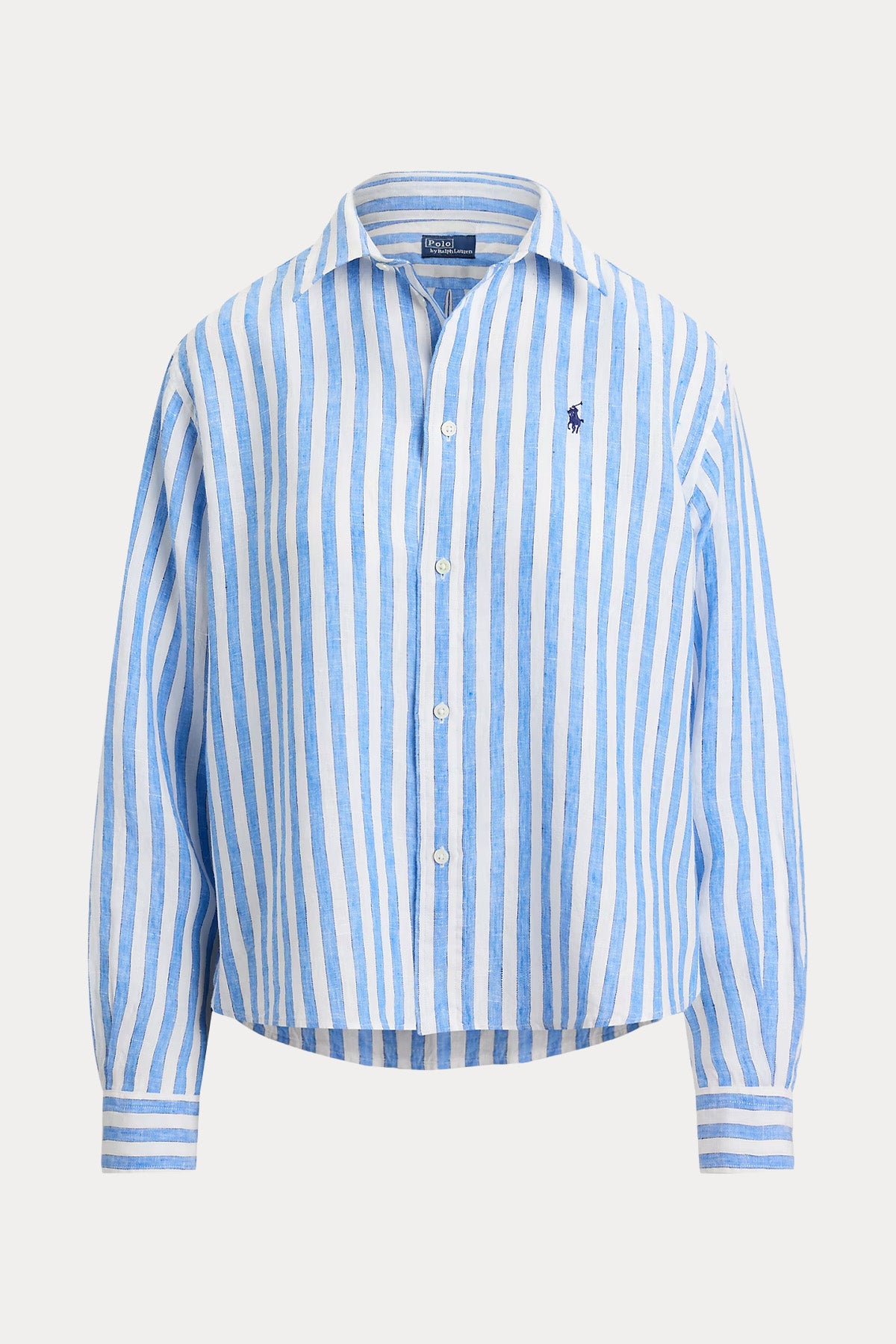 Polo Ralph Lauren Crop Boxy Fit Çizgili Keten Gömlek-Gömlek-Libas