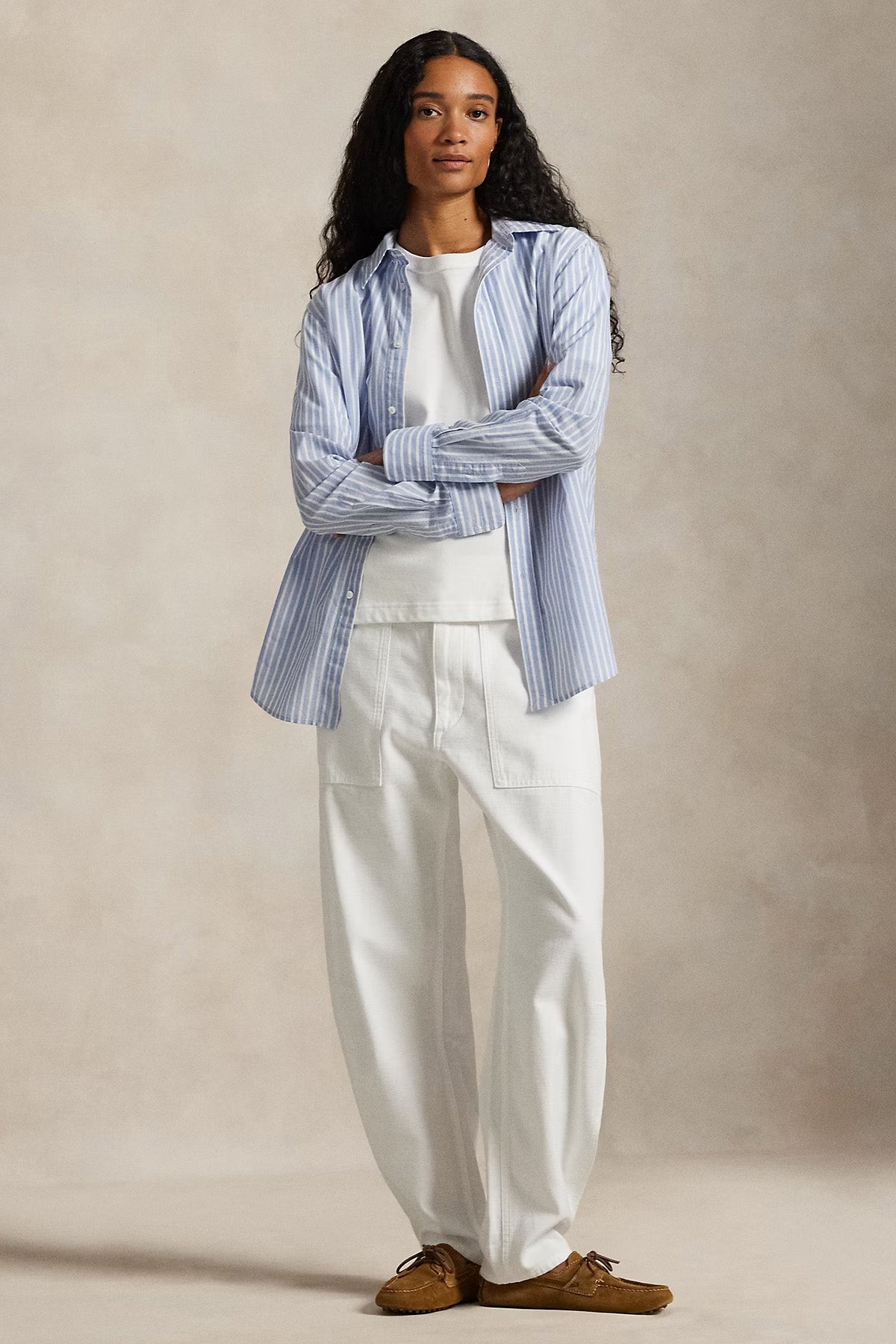 Polo Ralph Lauren Classic Fit Çizgili Keten Gömlek-Gömlek-Libas