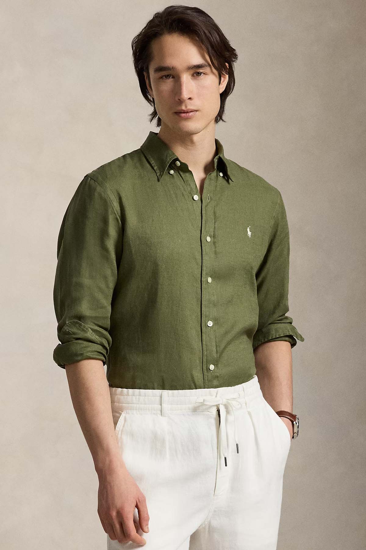Polo Ralph Lauren Custom Fit Keten Gömlek-Gömlek-Libas