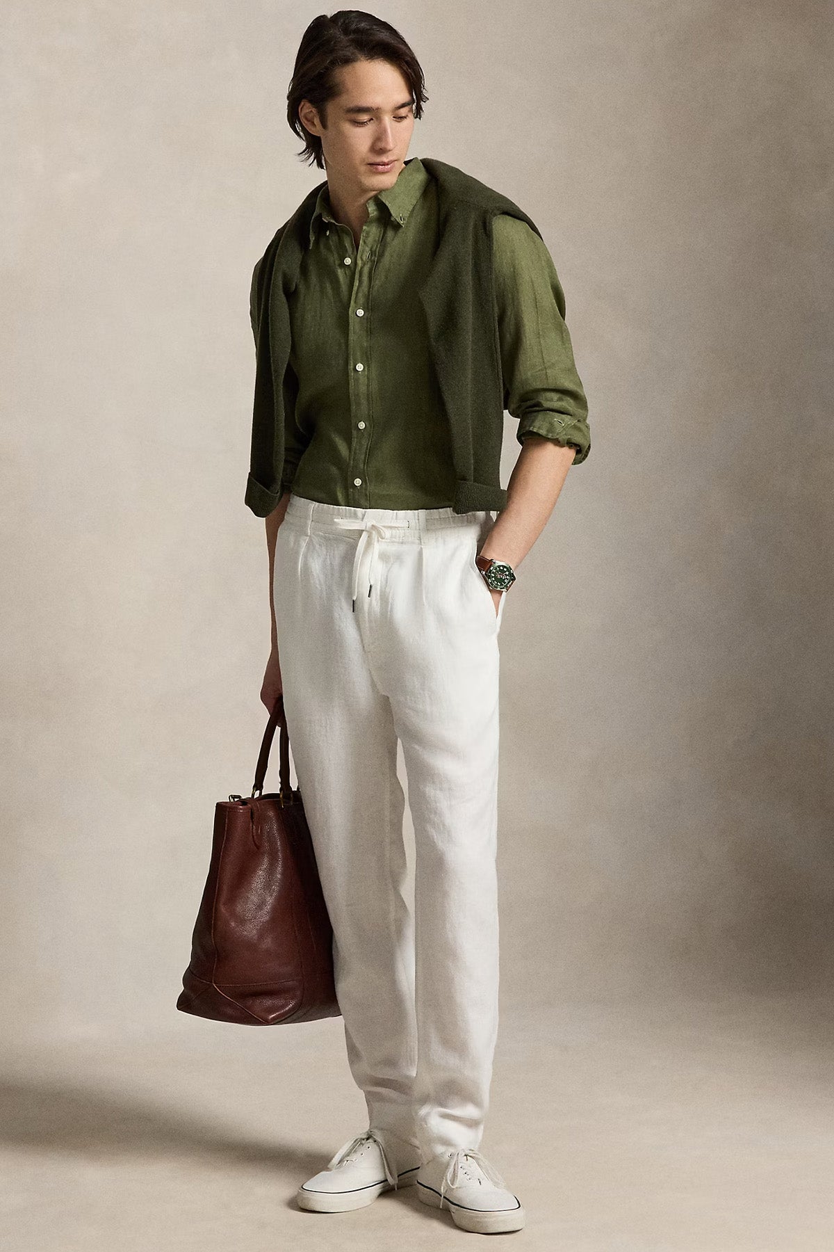 Polo Ralph Lauren Custom Fit Keten Gömlek-Gömlek-Libas