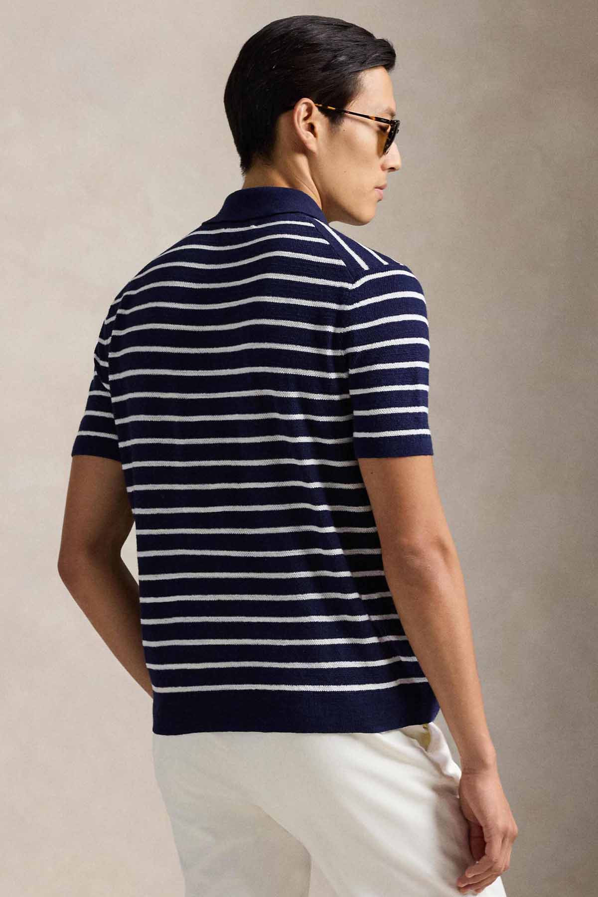 Polo Ralph Lauren Regular Fit Çizgili Polo Yaka Örgü Keten Triko-Triko-Libas