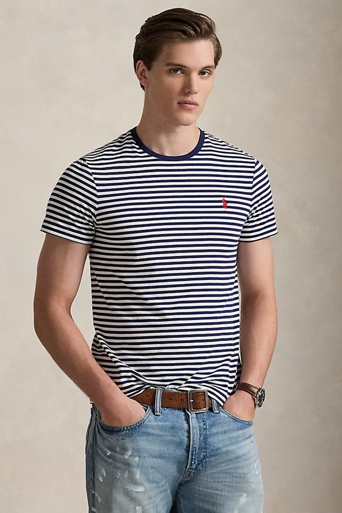 Polo Ralph Lauren Custom Slim Fit Çizgili T-shirt-T-shirt-Libas