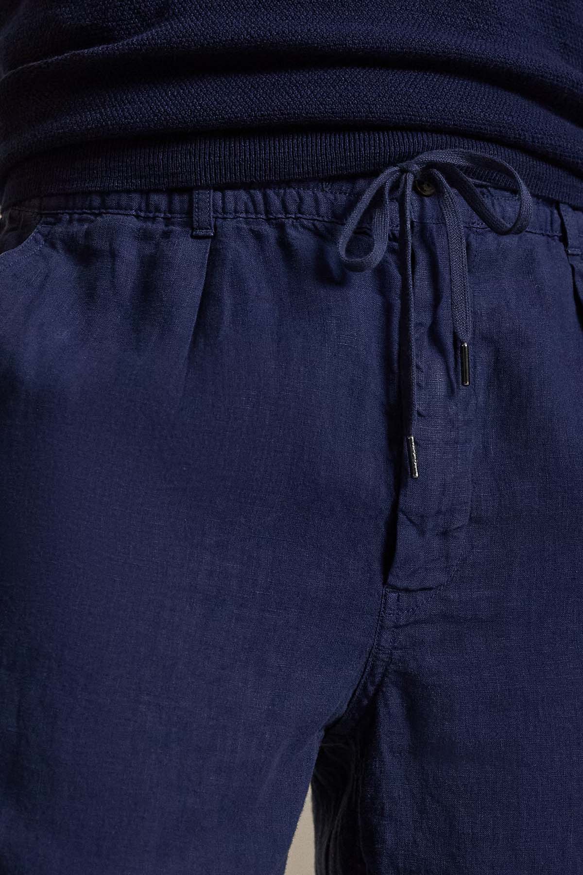 Polo Ralph Lauren Slim Tapered Fit Beli Lastikli Tek Pile Keten Pantolon-Pantolon-Libas