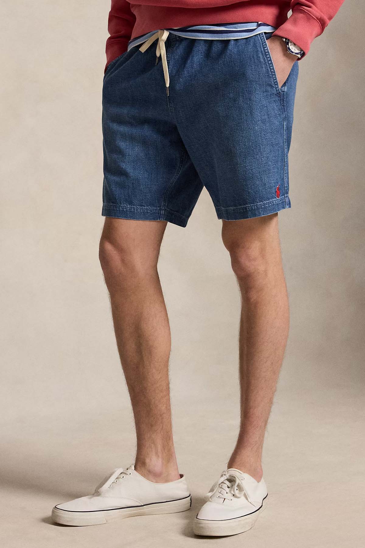 Polo Ralph Lauren Classic Fit Beli Lastikli Denim Şort-Şort-Libas