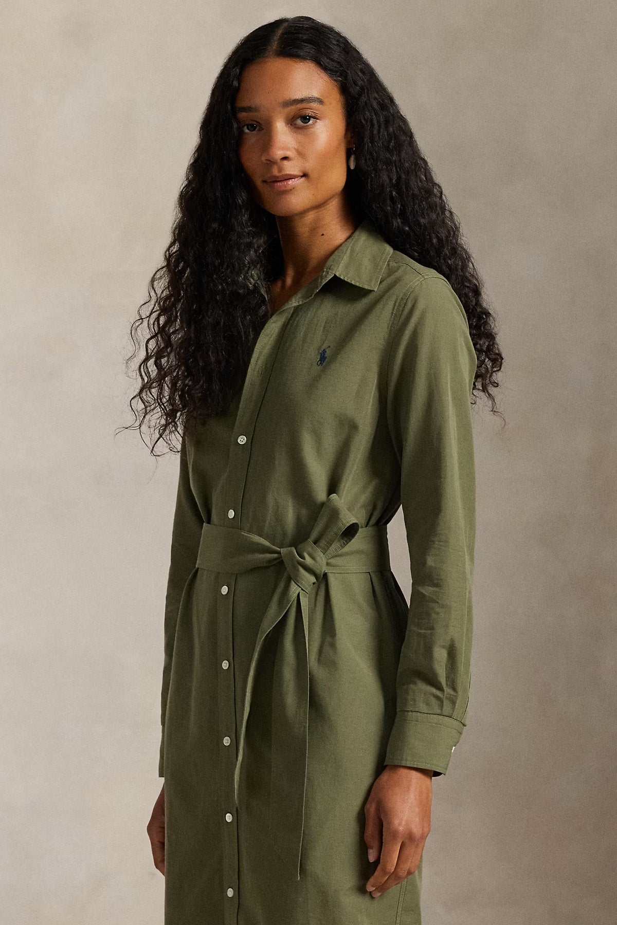 Polo Ralph Lauren Straight Fit Keten Midi Gömlek Elbise
