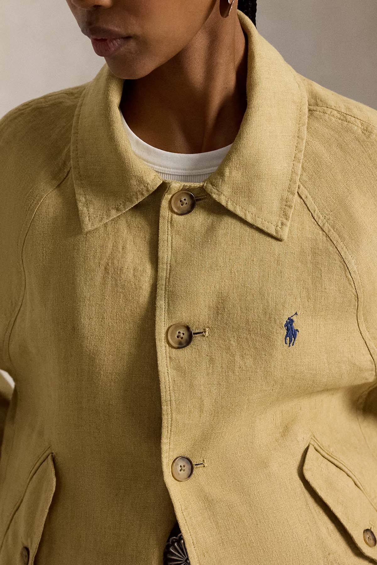 Polo Ralph Lauren Geniş Kesim Pony Logolu Keten Ceket