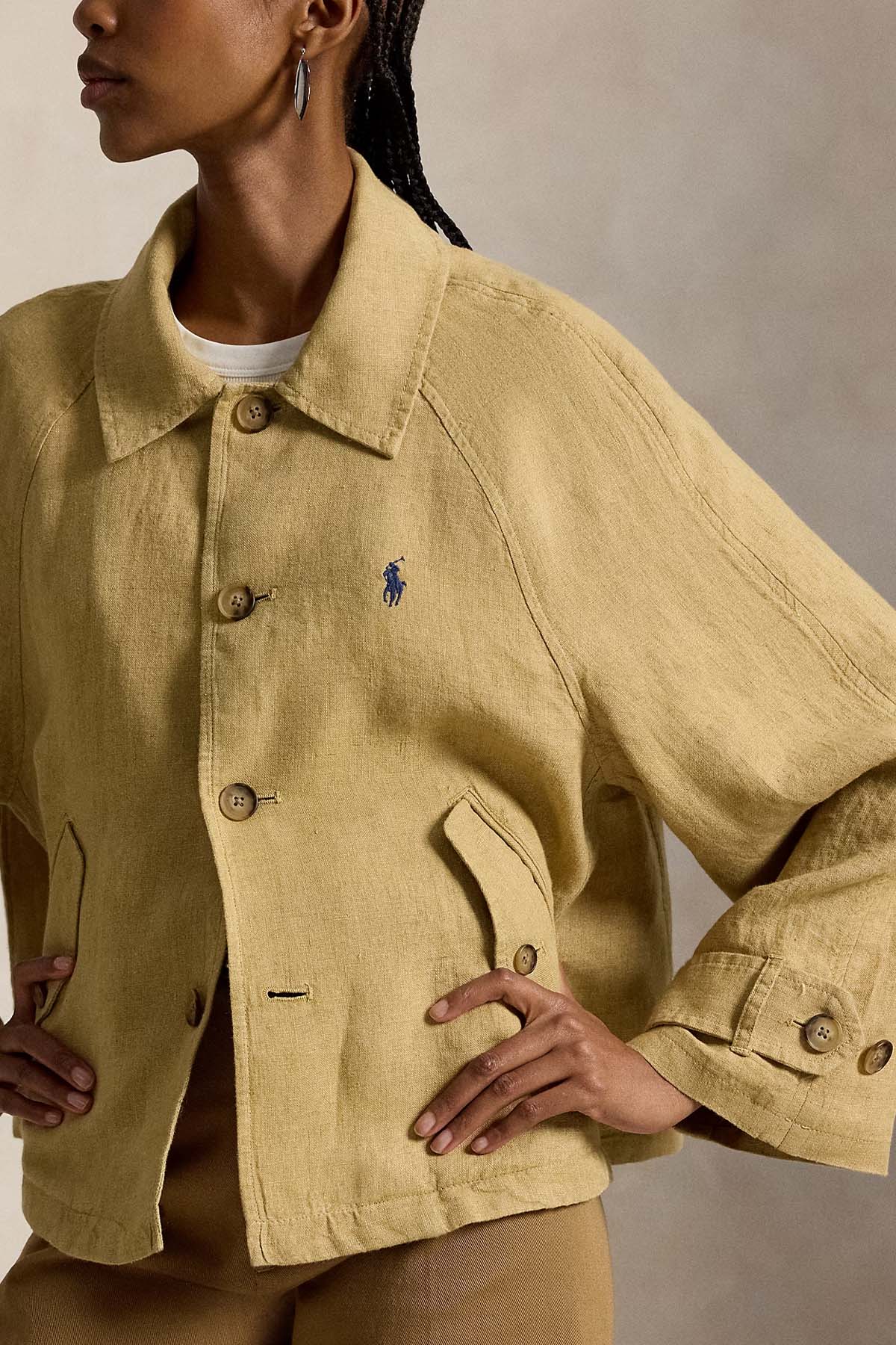 Polo Ralph Lauren Geniş Kesim Pony Logolu Keten Ceket