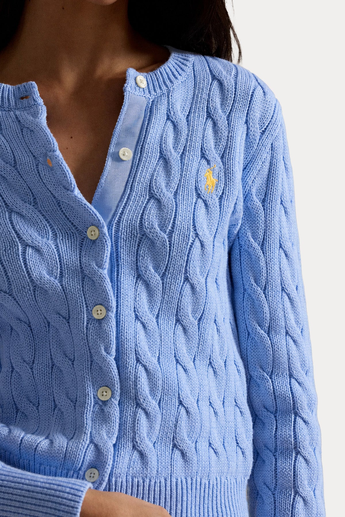 Polo Ralph Lauren Yuvarlak Yaka Saç Örgü Triko Ceket