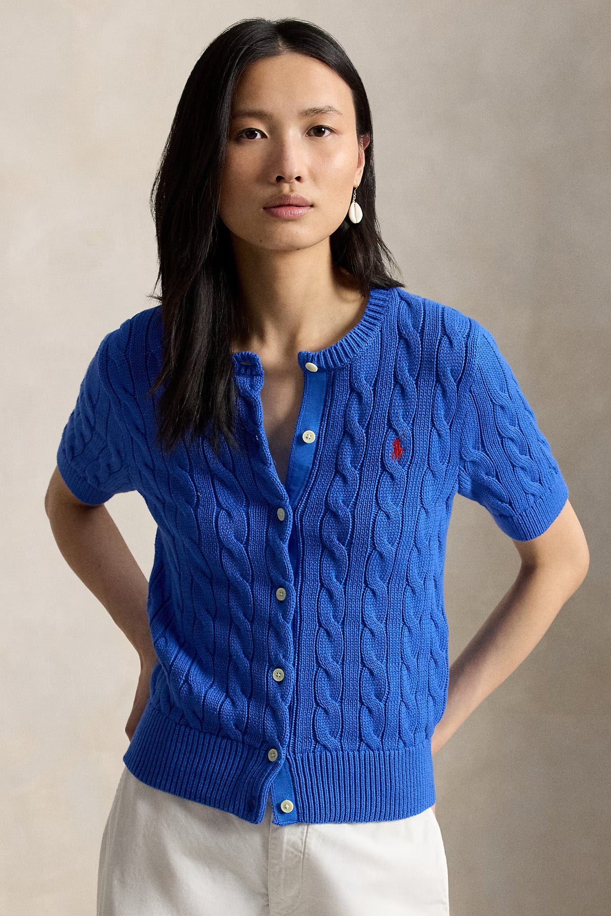Polo Ralph Lauren Slim Fit Saç Örgü Triko Ceket