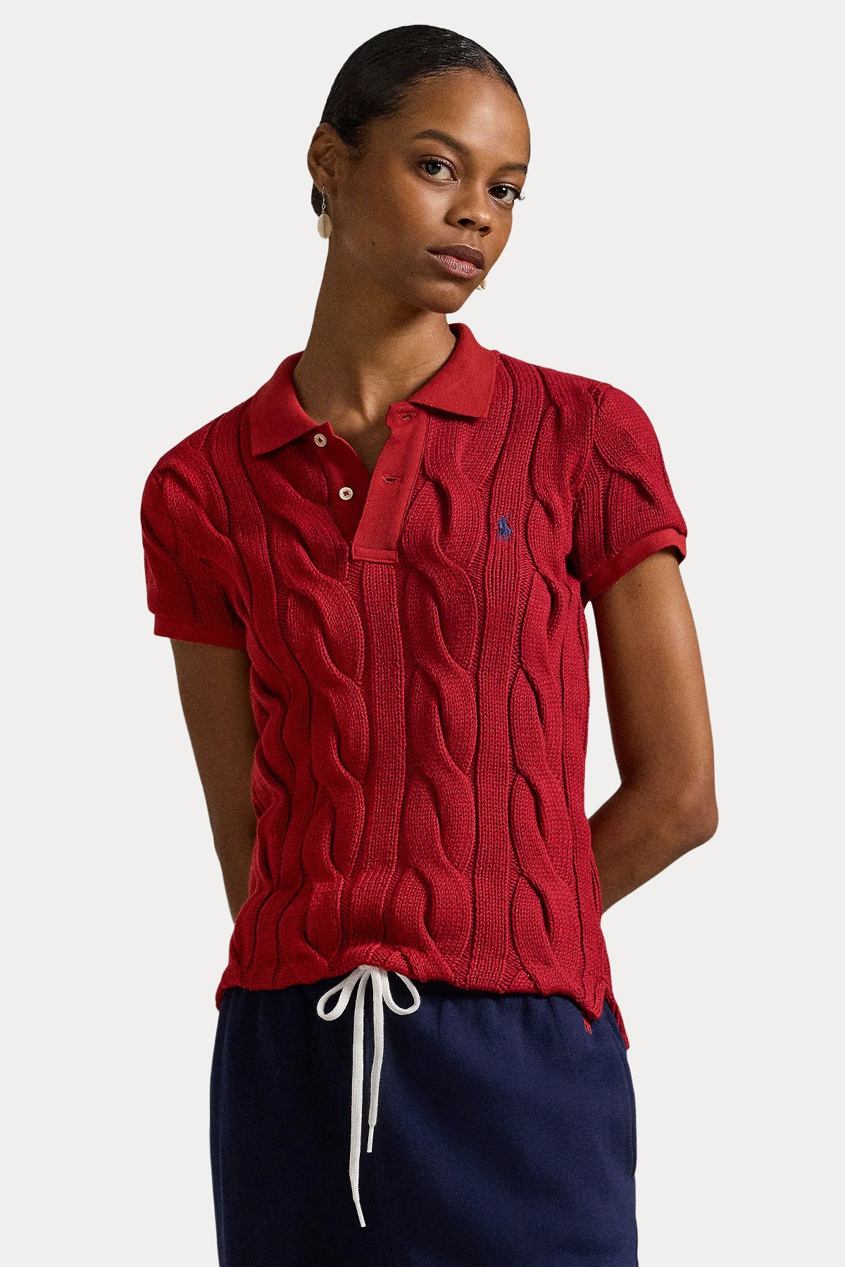 Polo Ralph Lauren Regular Fit Polo Yaka Saç Örgü Triko