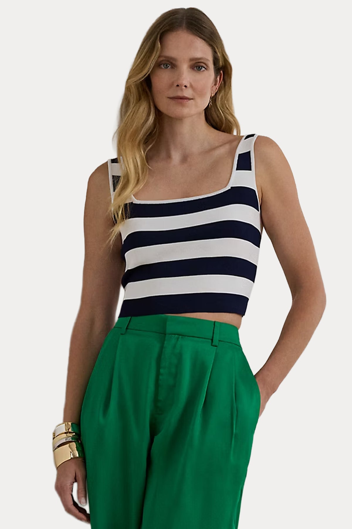 Polo Ralph Lauren Slim Fit Çizgili Crop Bluz