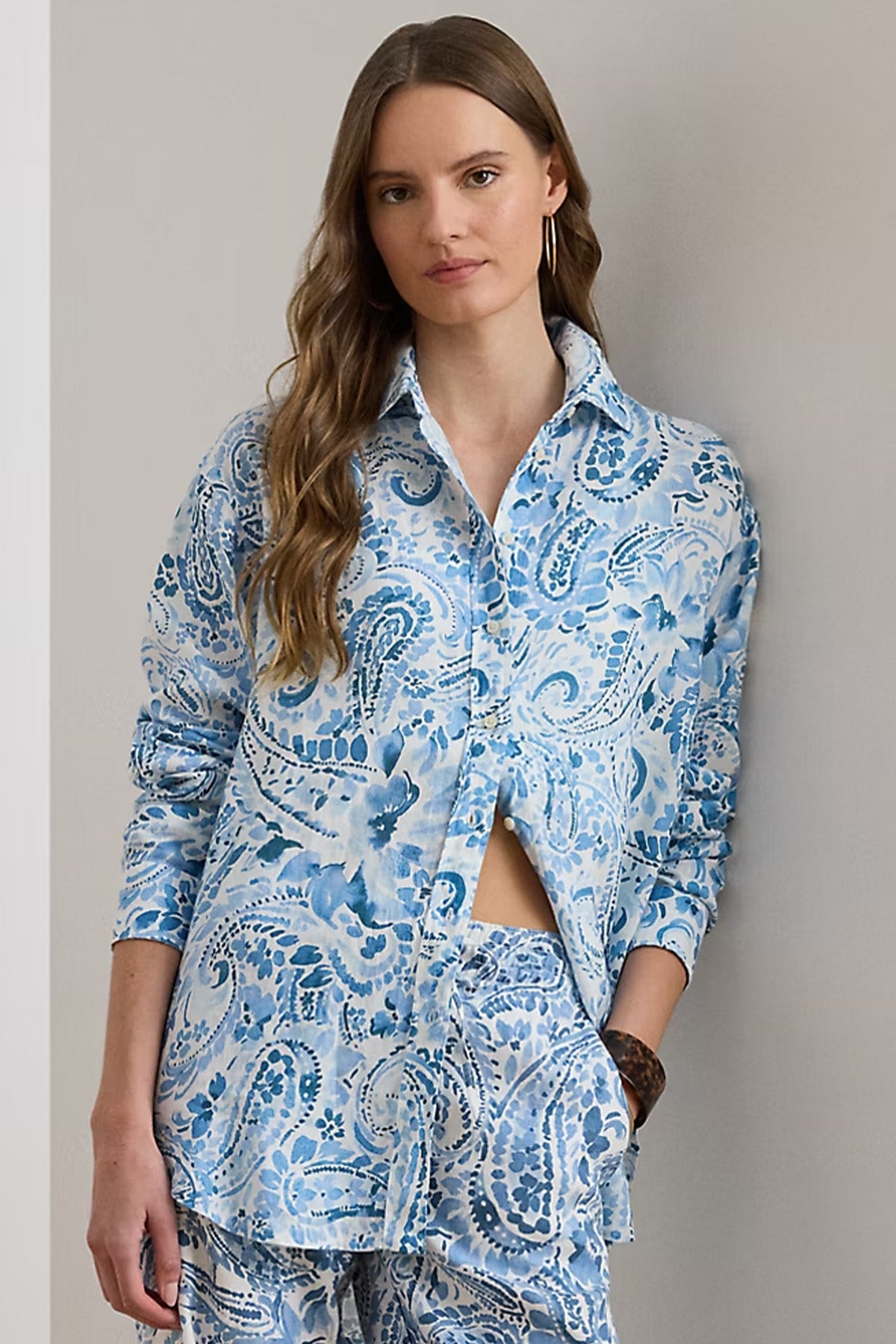 Polo Ralph Lauren Relaxed Fit Paisley Desenli Keten Gömlek