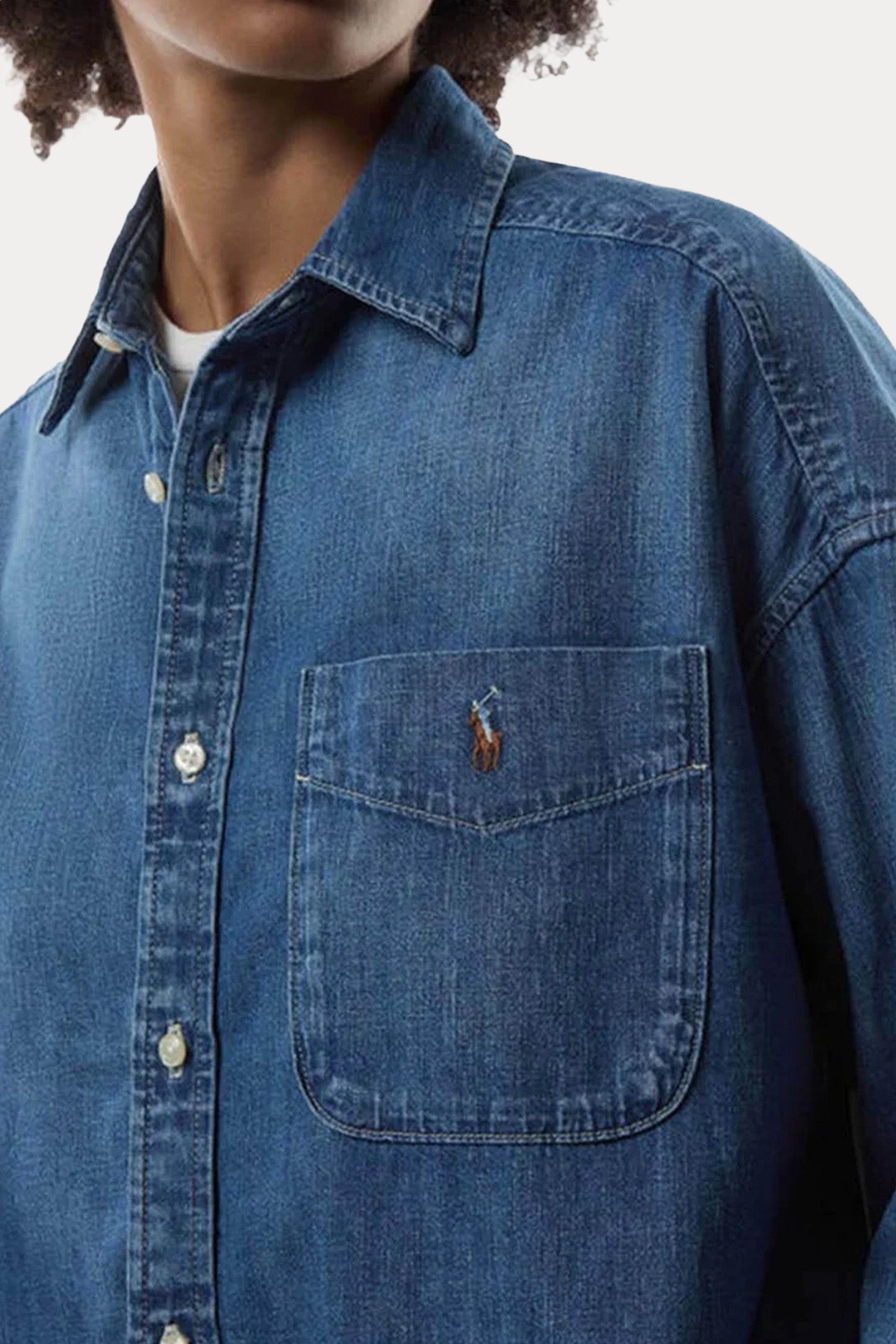 Polo Ralph Lauren Geniş Kesim Spor Cepli Denim Gömlek