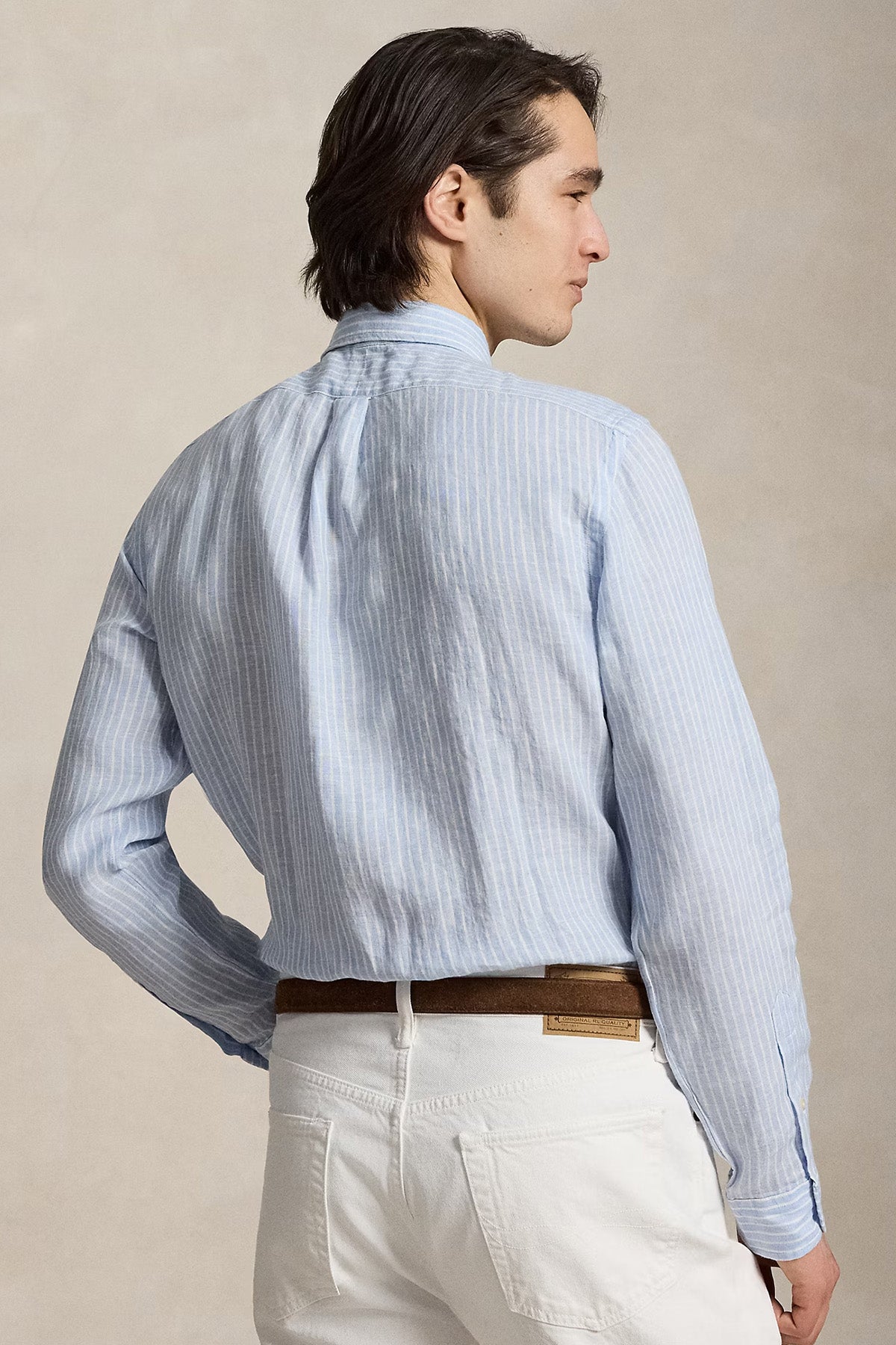Polo Ralph Lauren Custom Fit Çizgili Keten Gömlek
