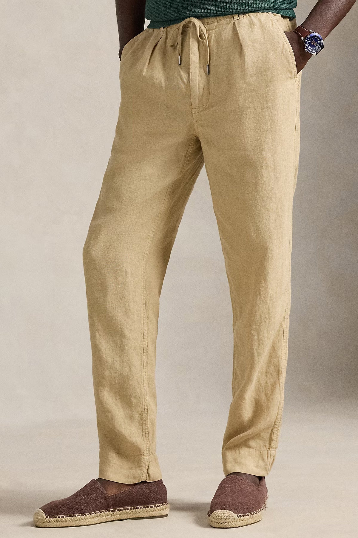 Polo Ralph Lauren Slim Tapered Fit Beli Lastikli Tek Pile Keten Pantolon