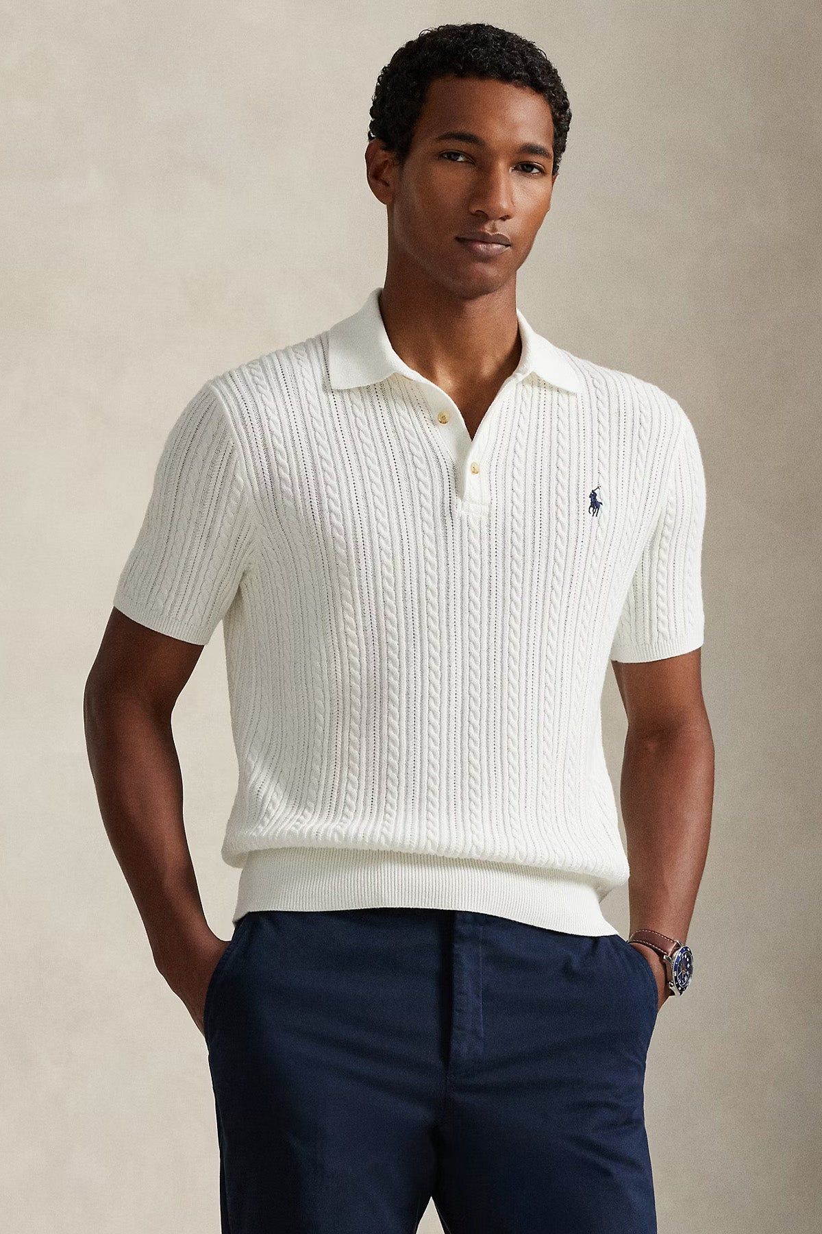 Polo Ralph Lauren Regular Fit Polo Yaka Saç Örgü Triko