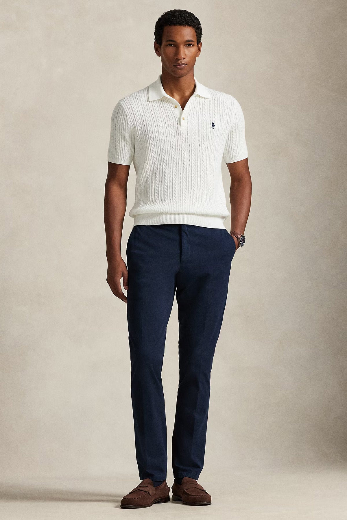 Polo Ralph Lauren Regular Fit Polo Yaka Saç Örgü Triko