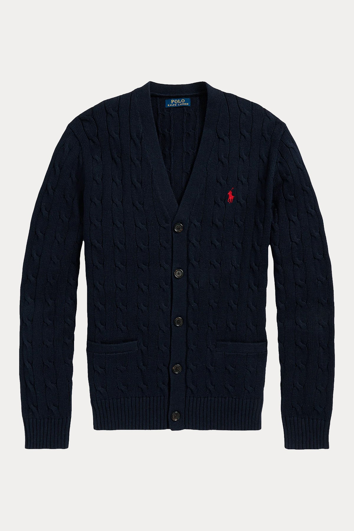 Polo Ralph Lauren V Yaka Saç Örgü Triko Ceket