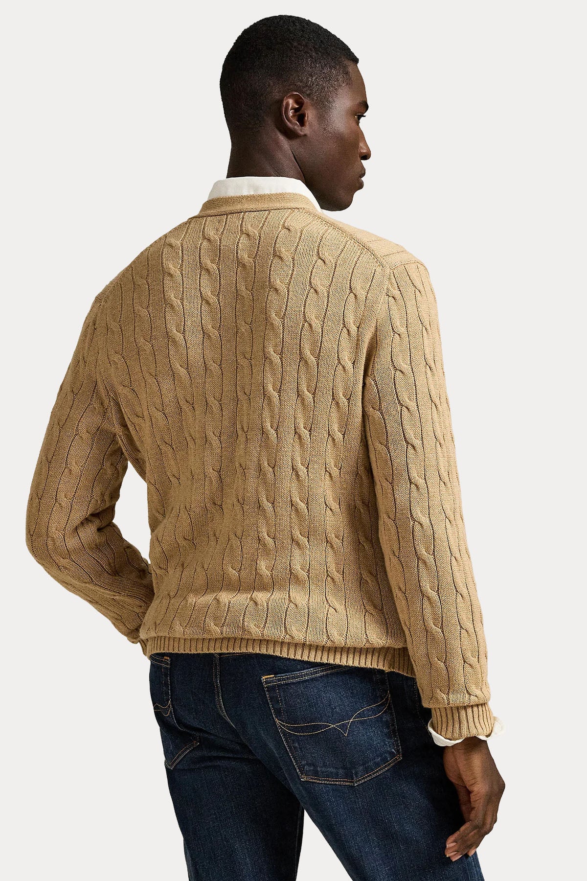 Polo Ralph Lauren V Yaka Saç Örgü Triko Ceket