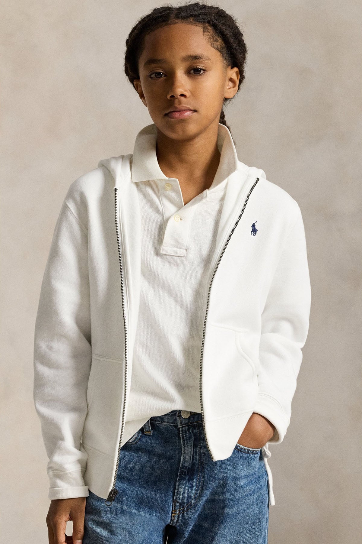 Polo Ralph Lauren Kids S-L Beden Unisex Çocuk Şardonlu Kapüşonlu Sweatshirt Ceket