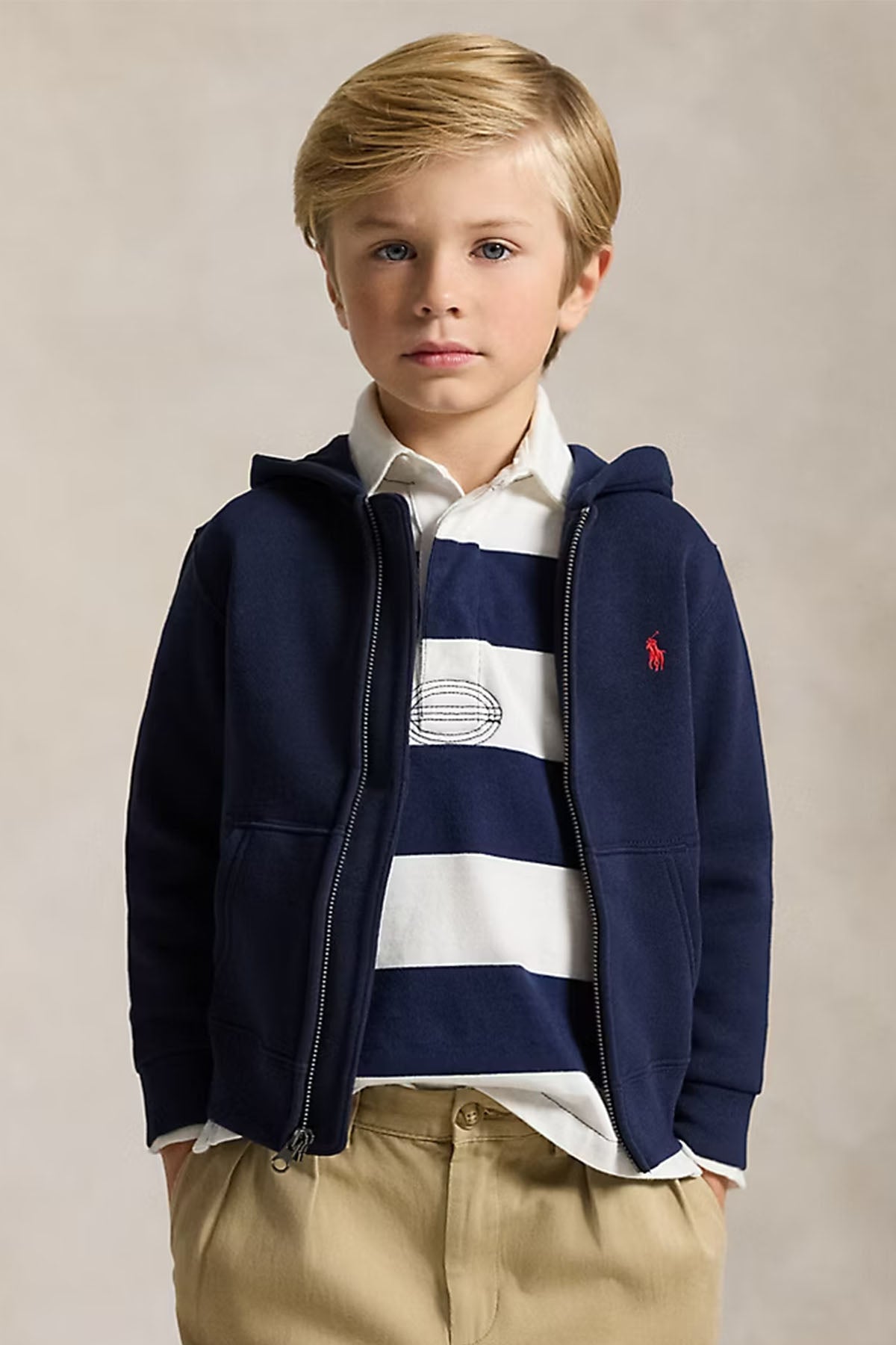 Polo Ralph Lauren Kids 4-6 Yaş Unisex Çocuk Şardonlu Kapüşonlu Sweatshirt Ceket