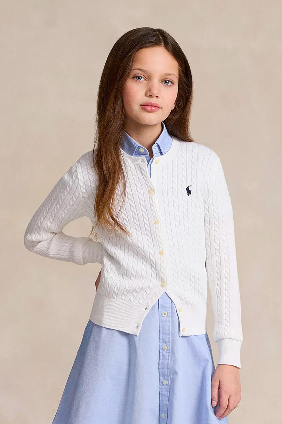 Polo Ralph Lauren Kids 5-6 Yaş Kız Çocuk Saç Örgü Triko Ceket