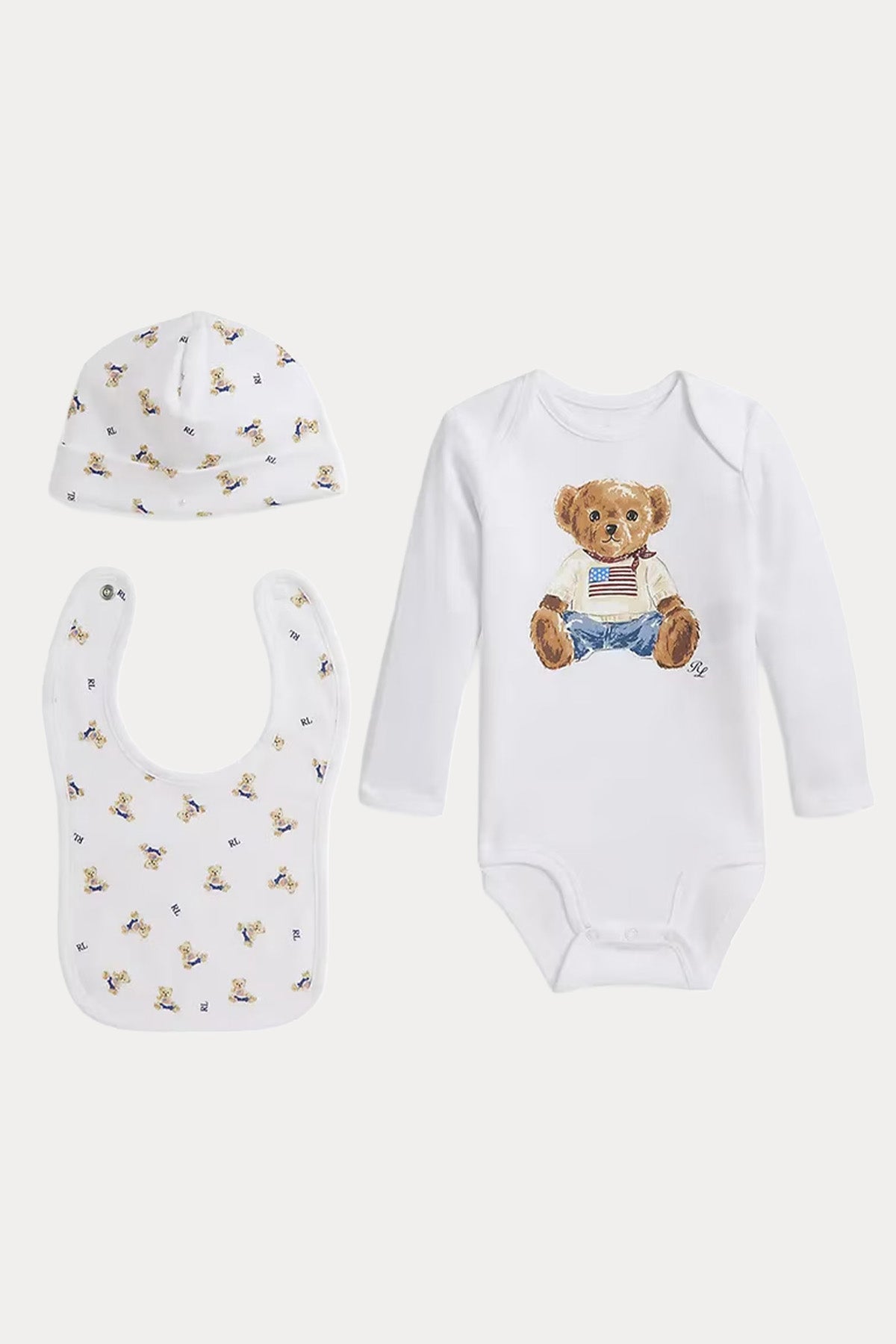 Polo Ralph Lauren Kids 6-9 Aylık Erkek Bebek Polo Bear Tulum Set