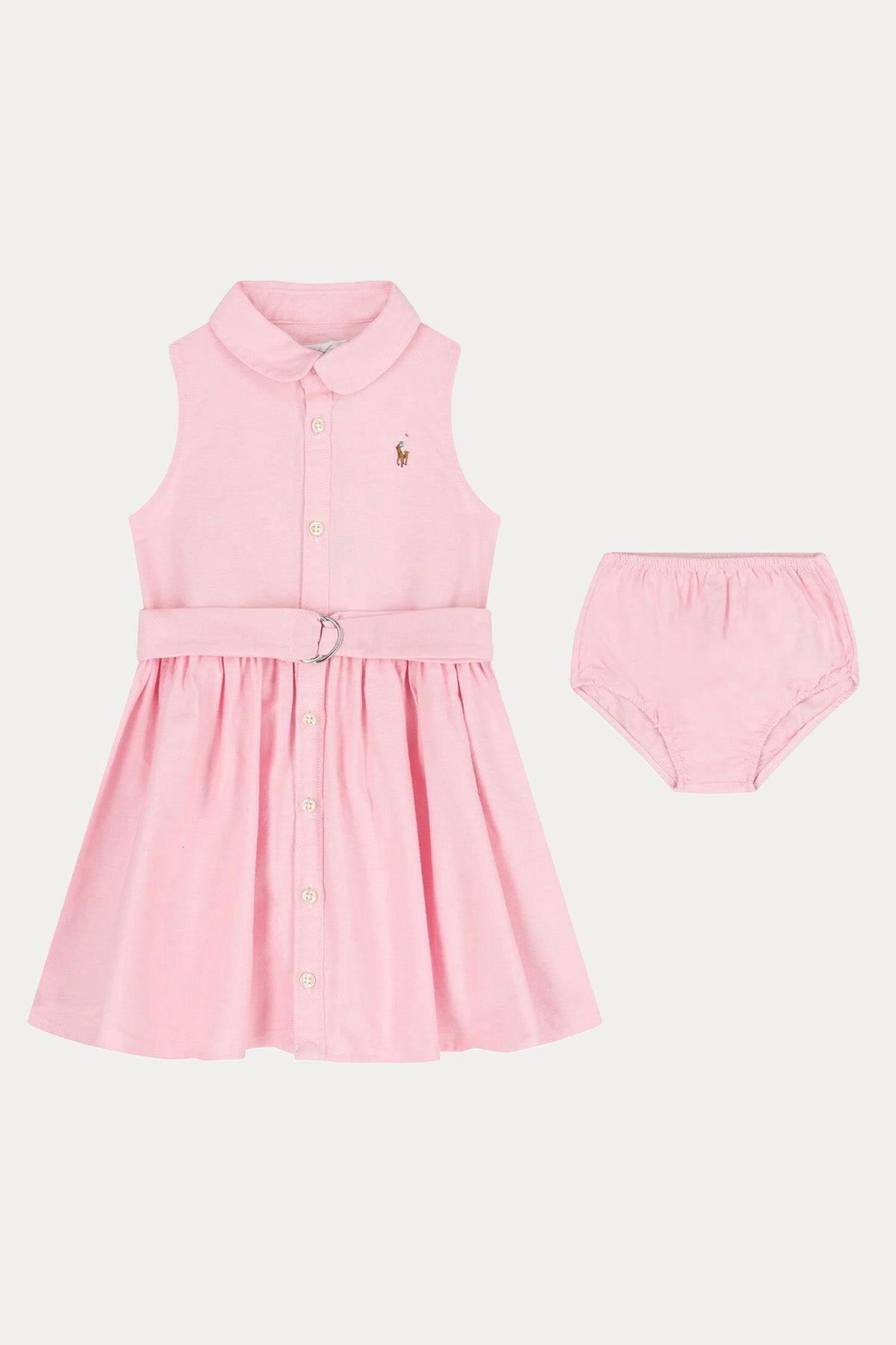 Polo Ralph Lauren Kids 9-12 Aylık Kız Bebek Kemerli Şortlu Gömlek Elbise