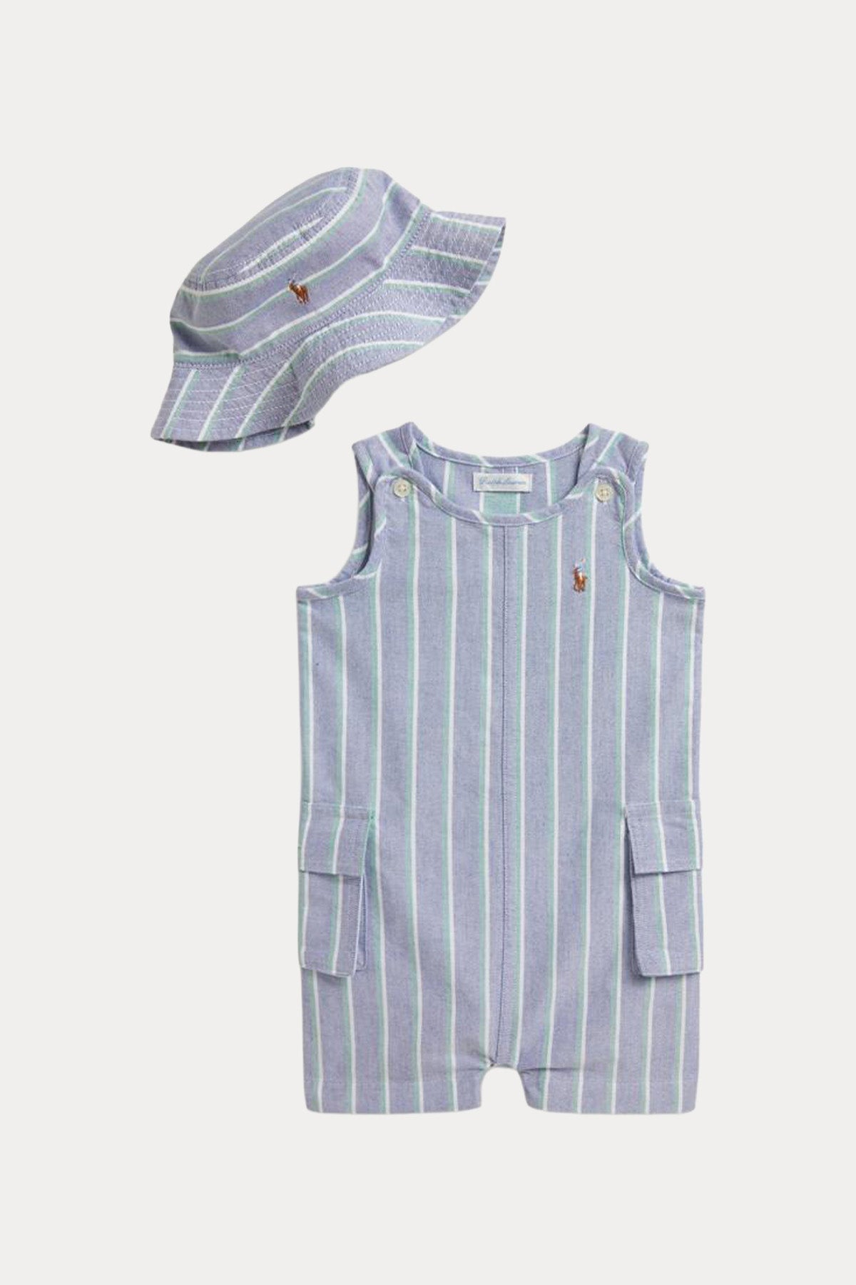 Polo Ralph Lauren Kids 12 Aylık Erkek Bebek Şapkalı Tulum Set