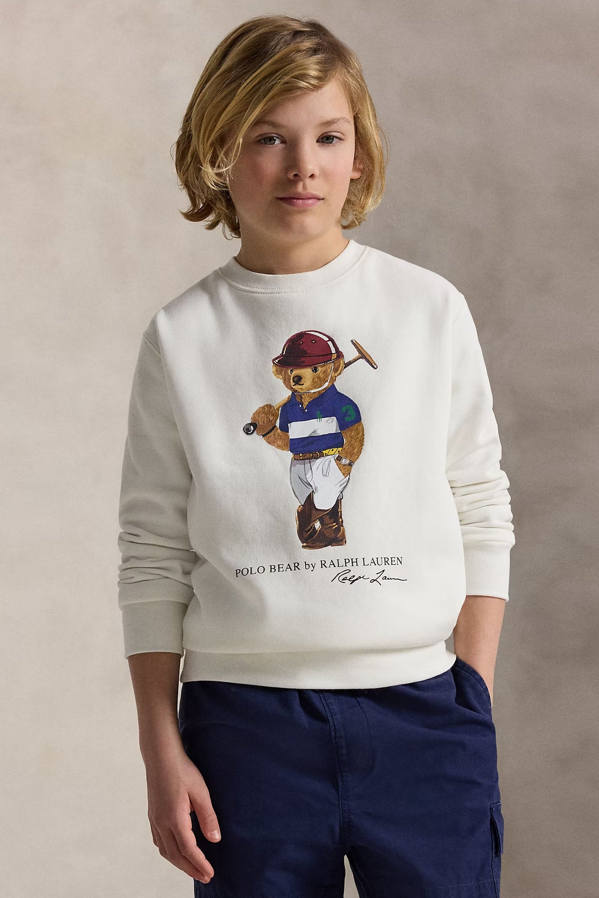 Polo Ralph Lauren Kids S-XL Beden Unisex Polo Bear Şardonlu Sweatshirt